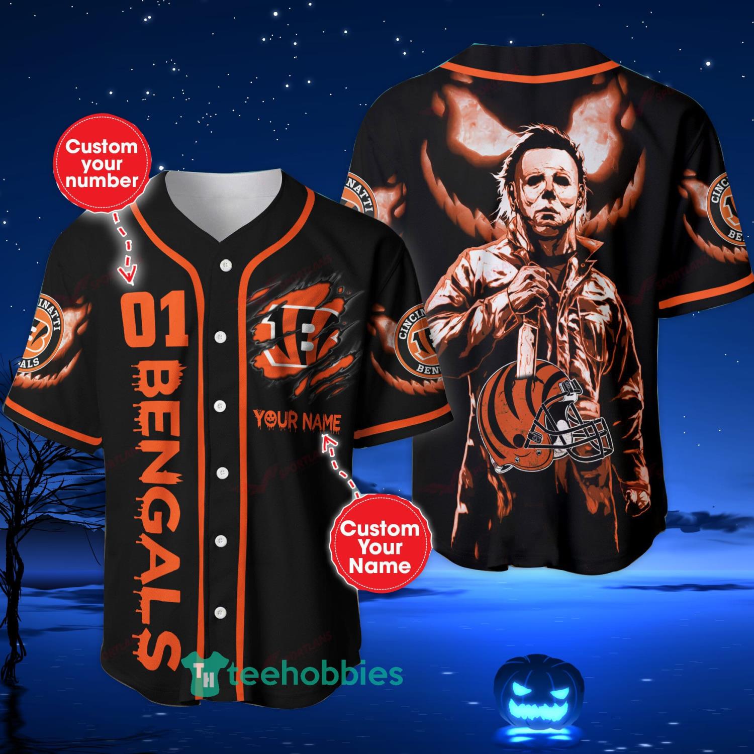 Cincinnati Bengals NFL Michael Myers Baseball Jersey Shirt Custom Name And  Number Halloween Gift