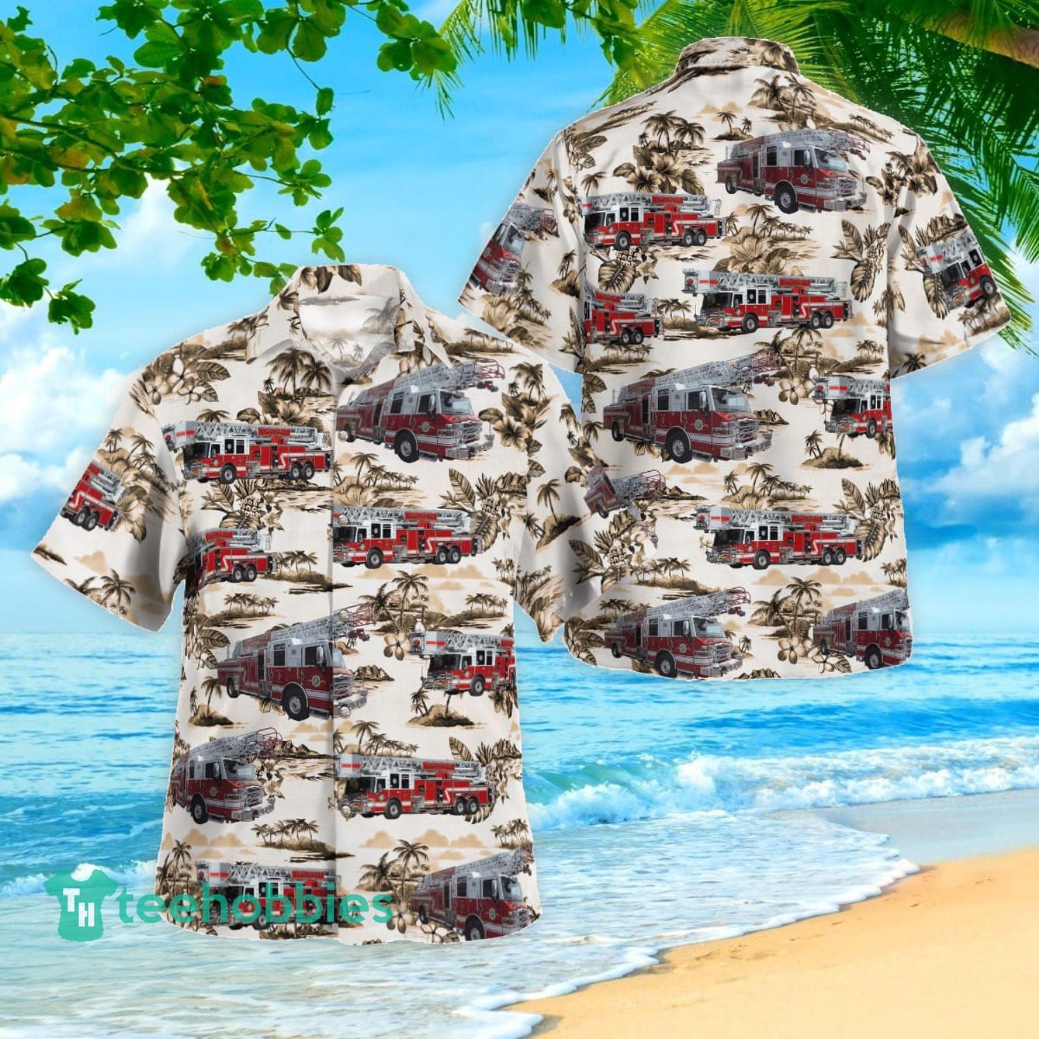 Coral Gables Fire Department Summer Beach Aloha Hawaiian Shirt Product Photo 1 Coral Gables Fire Department Summer Beach Aloha Hawaiian Shirt Product Photo 1