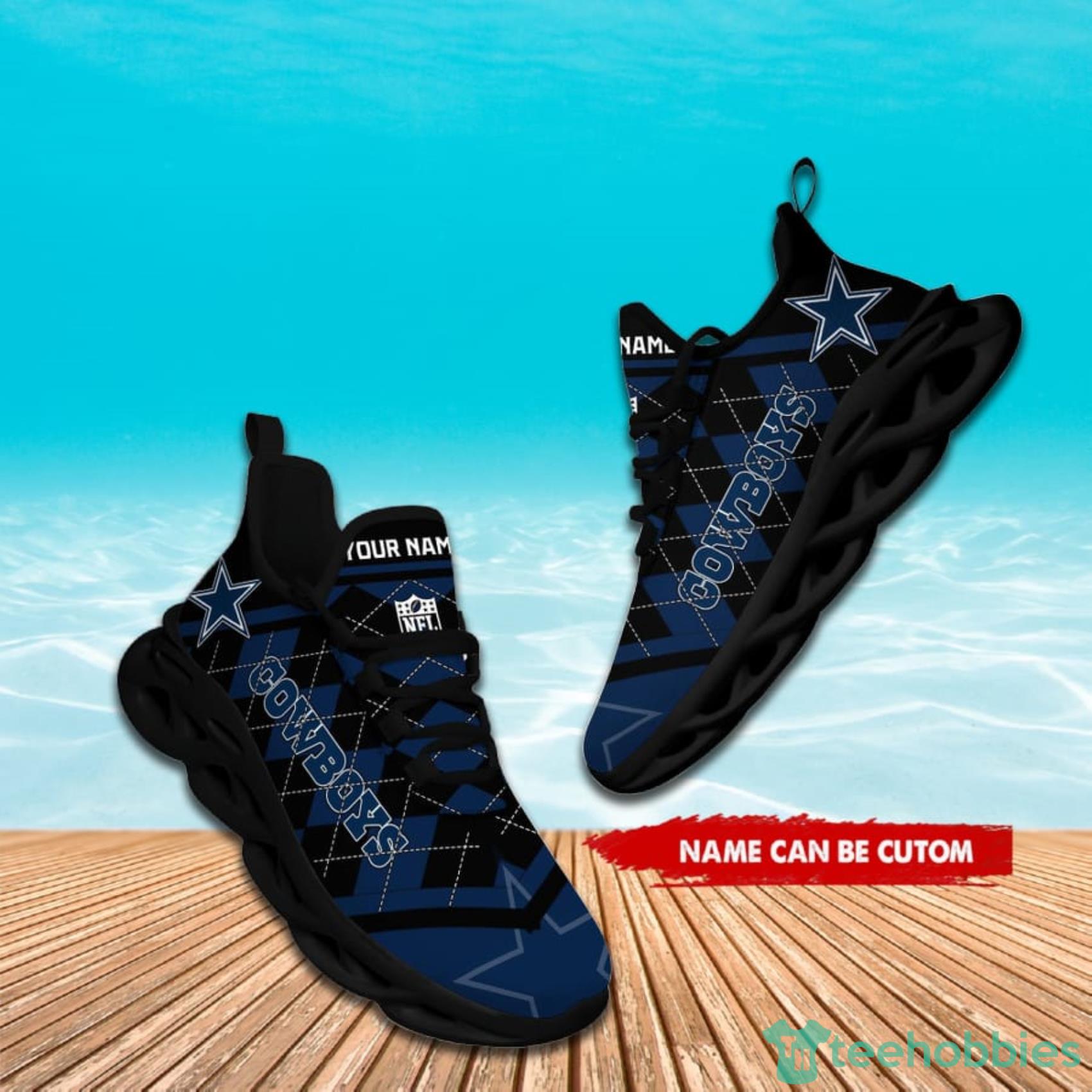 Dallas Cowboys NFL Custom Name Check Plaid Diagonal Pattern Max Soul Shoes Product Photo 6