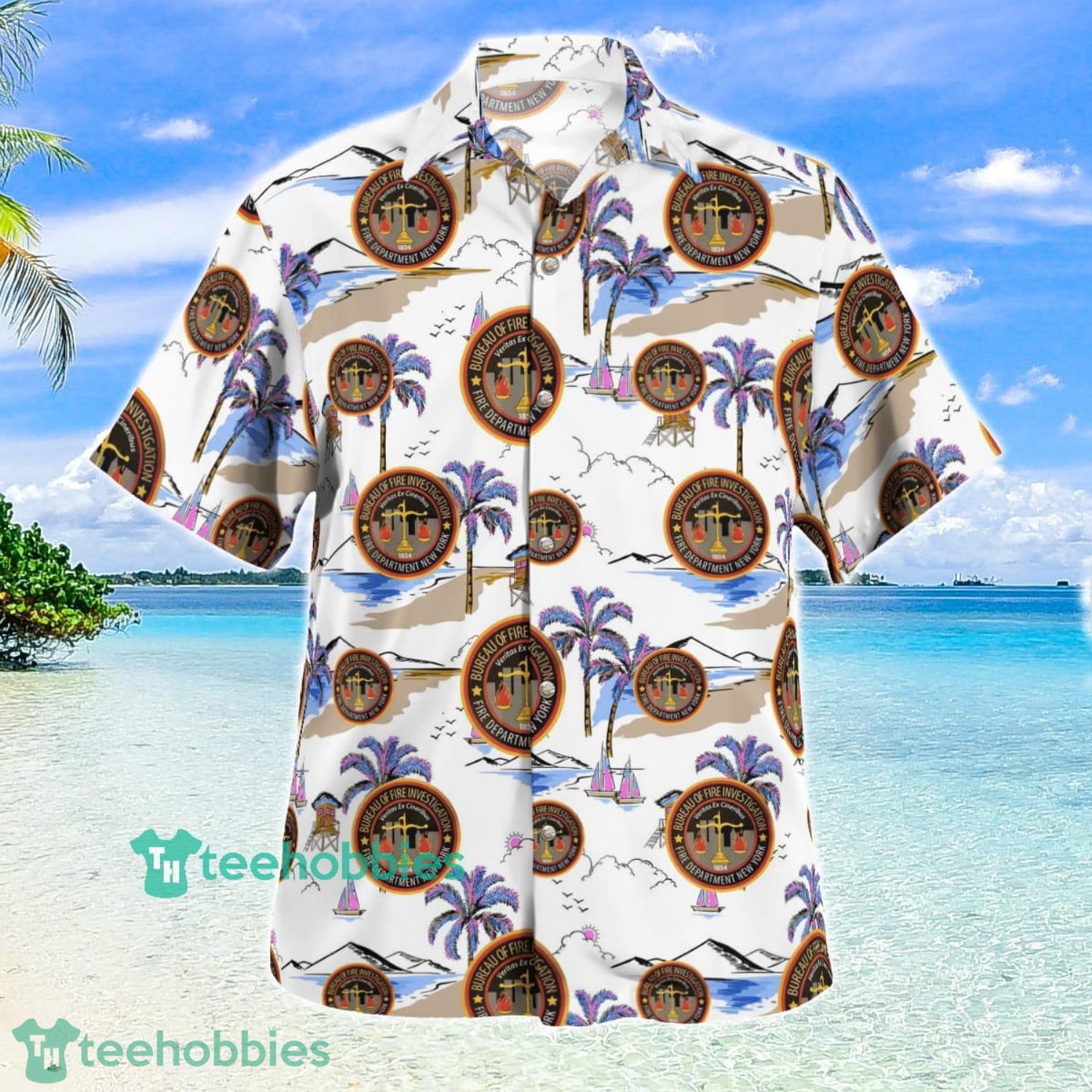FDNY Fire Marshals Aloha Summer Beach Short Sleeve Hawaiian Shirt Product Photo 2 FDNY Fire Marshals Aloha Summer Beach Short Sleeve Hawaiian Shirt Product Photo 2