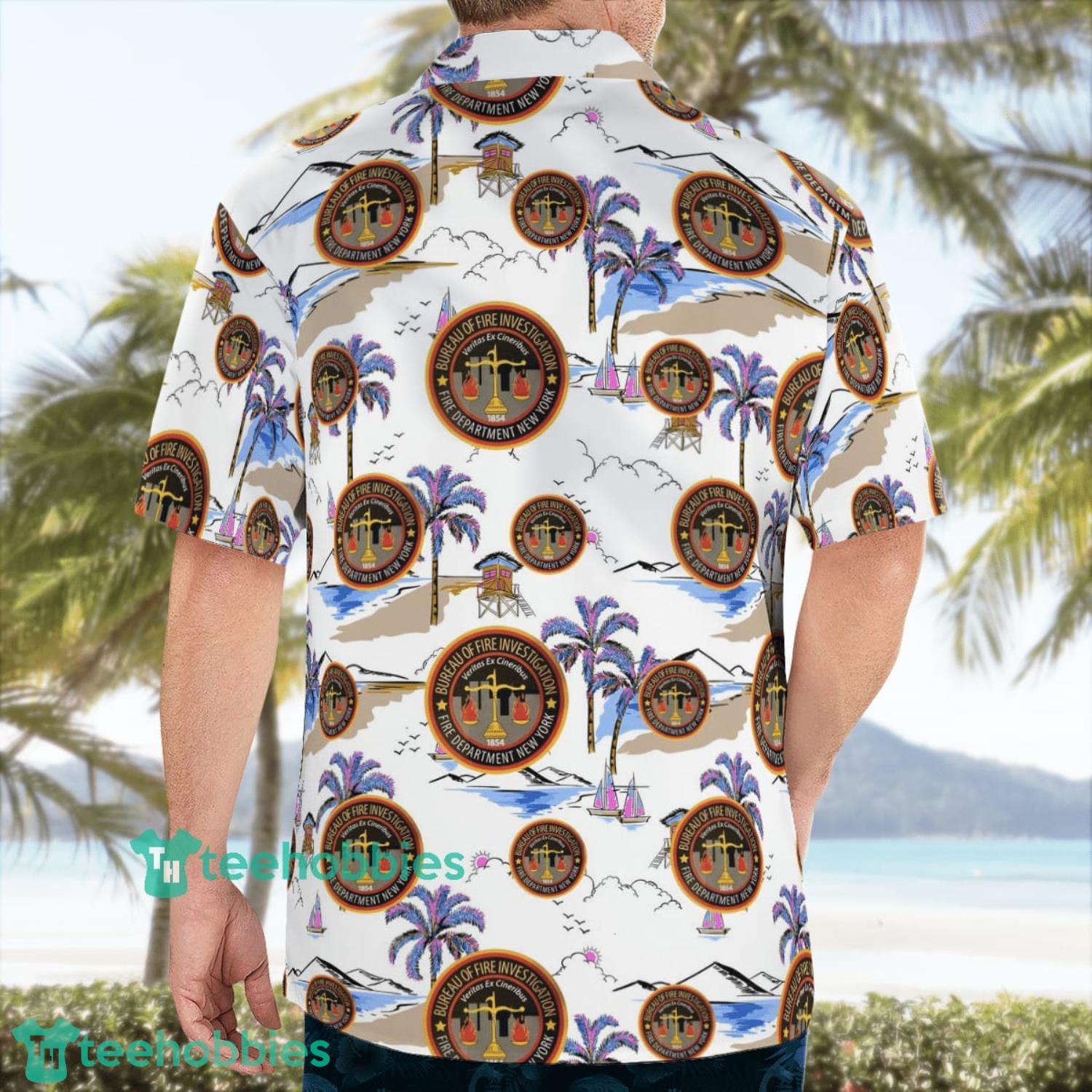 FDNY Fire Marshals Aloha Summer Beach Short Sleeve Hawaiian Shirt Product Photo 4 FDNY Fire Marshals Aloha Summer Beach Short Sleeve Hawaiian Shirt Product Photo 4