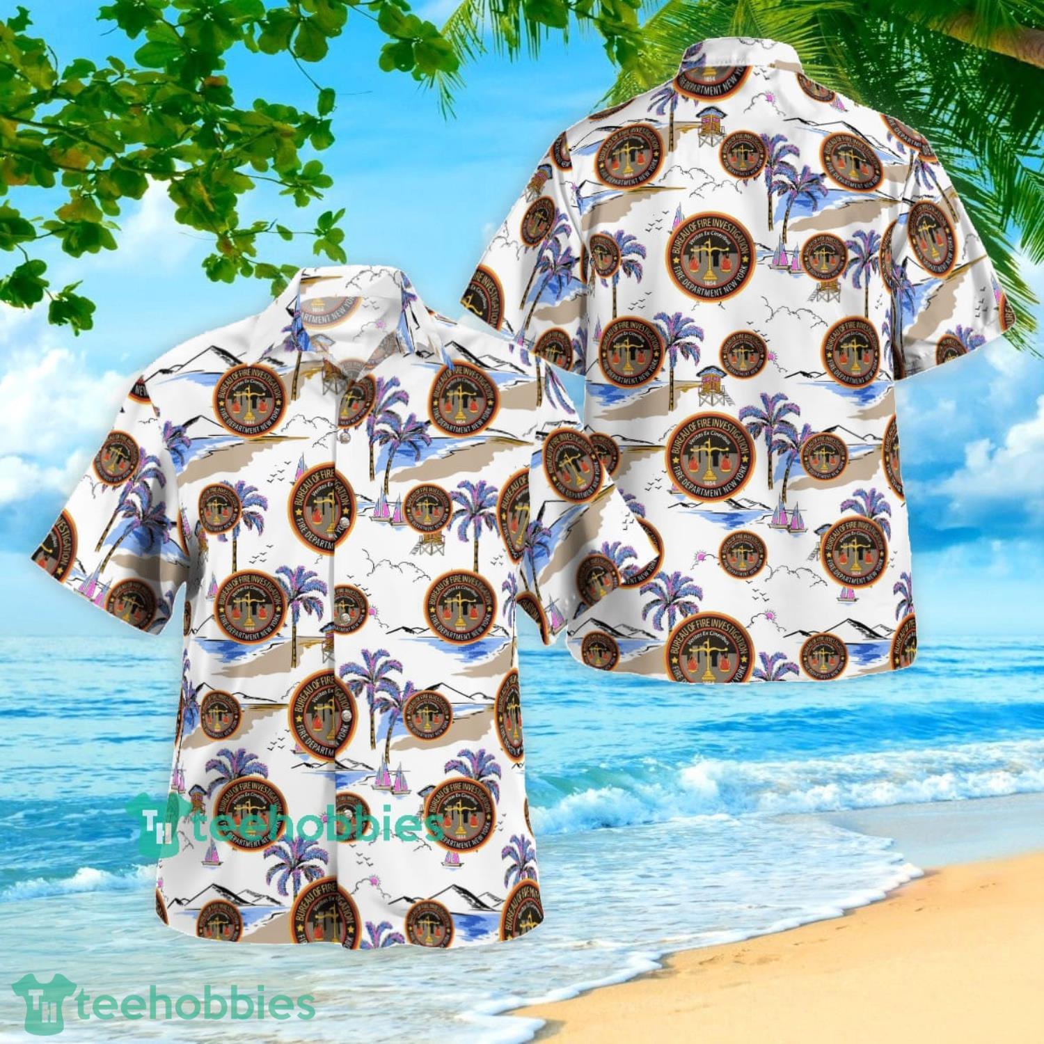 FDNY Fire Marshals Aloha Summer Beach Short Sleeve Hawaiian Shirt Product Photo 1 FDNY Fire Marshals Aloha Summer Beach Short Sleeve Hawaiian Shirt Product Photo 1