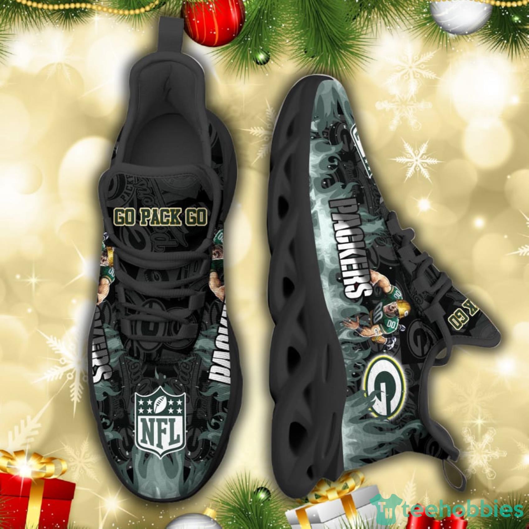 Green Bay Packers NFL Fire Flame And Mascot Print Max Soul Shoes For Men Women Product Photo 3