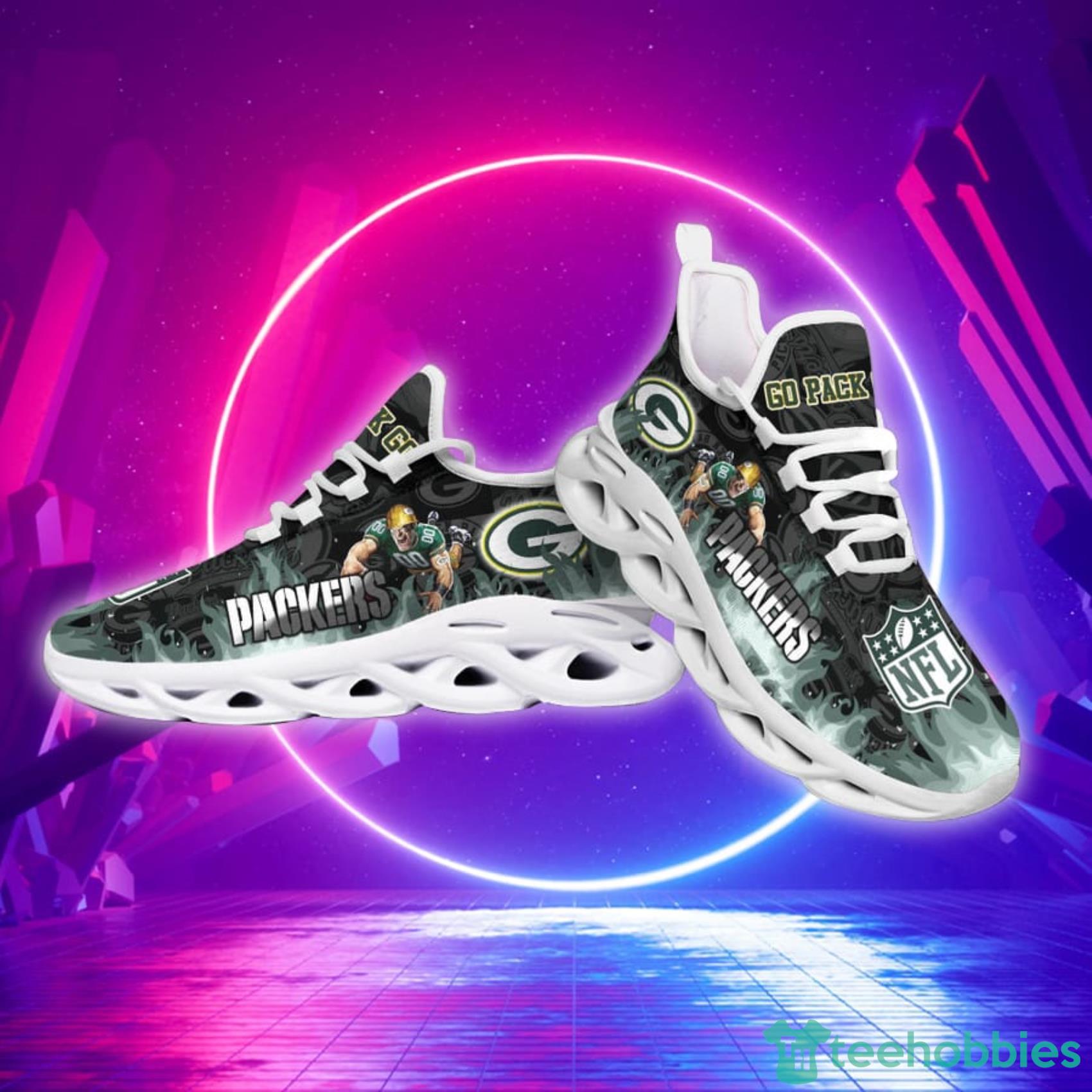 Green Bay Packers NFL Fire Flame And Mascot Print Max Soul Shoes For Men Women Product Photo 4