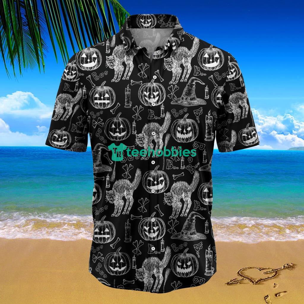 Halloween Black Cat Tropical Hawaiian Shirt For Men And Women - Halloween Black Cat Tropical Hawaiian Shirt For Men And Women