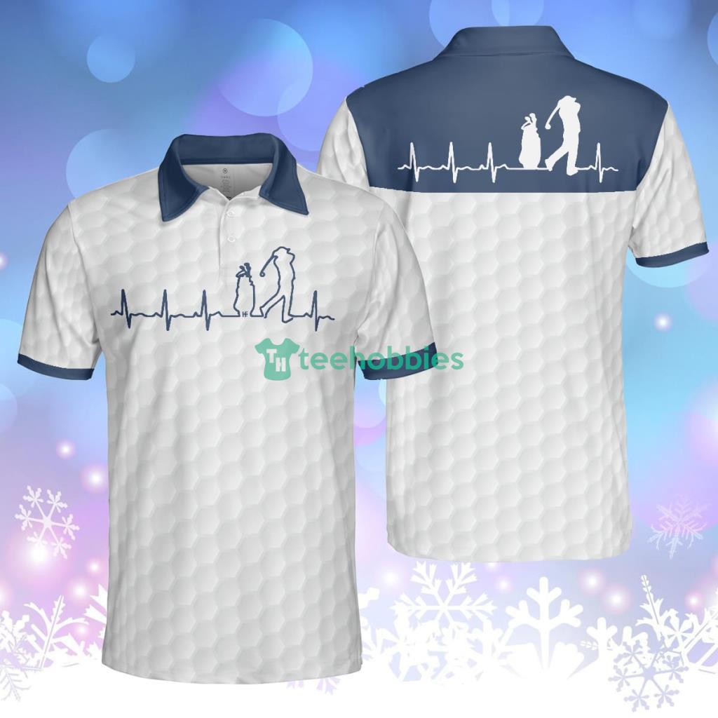 Heartbeat Golfer White And Navy Golf Polo Shirt For Men Gift For Golfers - Heartbeat Golfer White And Navy Golf Polo Shirt For Men Gift For Golfers Heartbeat Golfer White And Navy Golf Polo Shirt For Men Gift For Golfers - Heartbeat Golfer White And Navy Golf Polo Shirt For Men Gift For Golfers