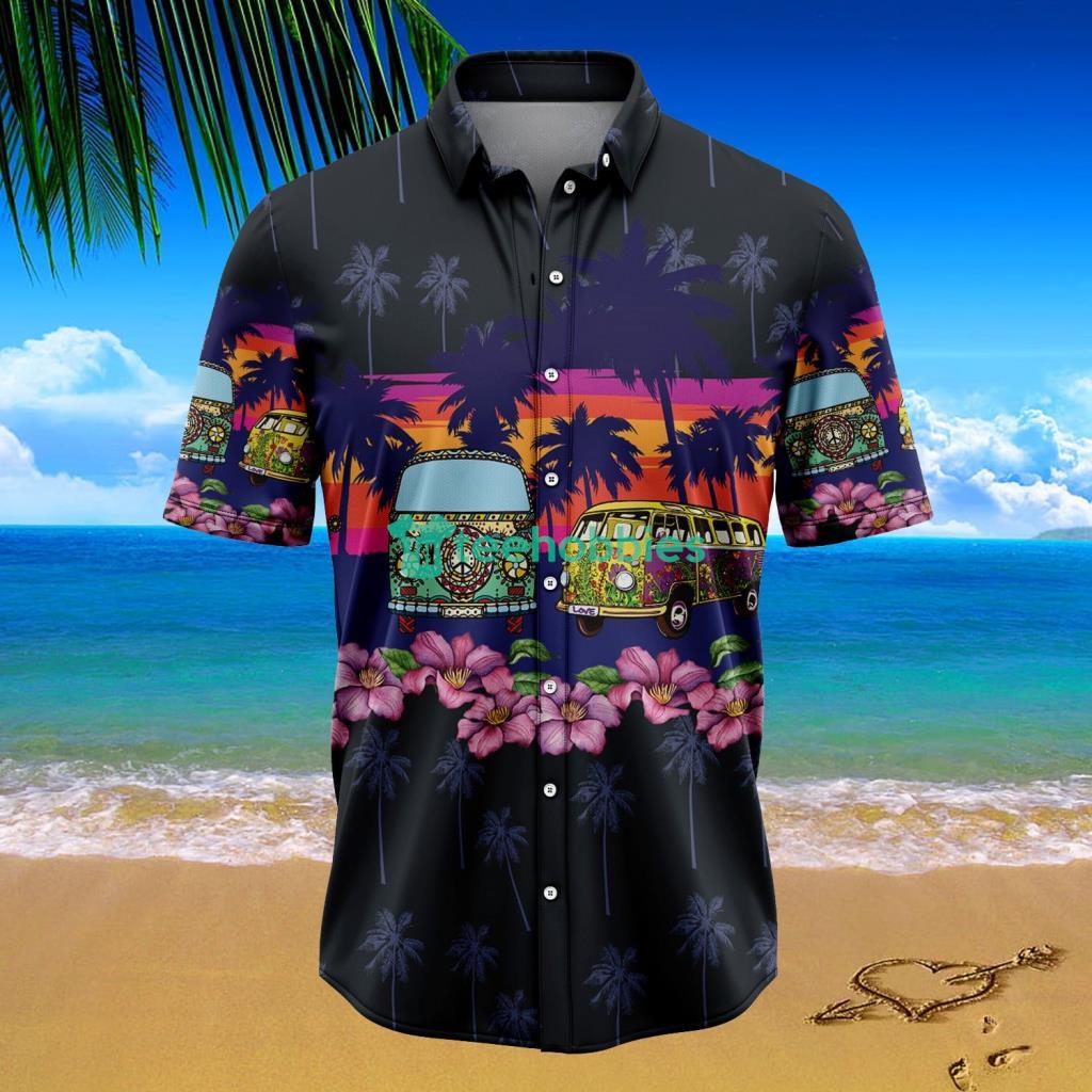 Hippie Bus Border Chest Tropical Hawaiian Shirt For Men And Women - Hippie Bus Border Chest Tropical Hawaiian Shirt For Men And Women