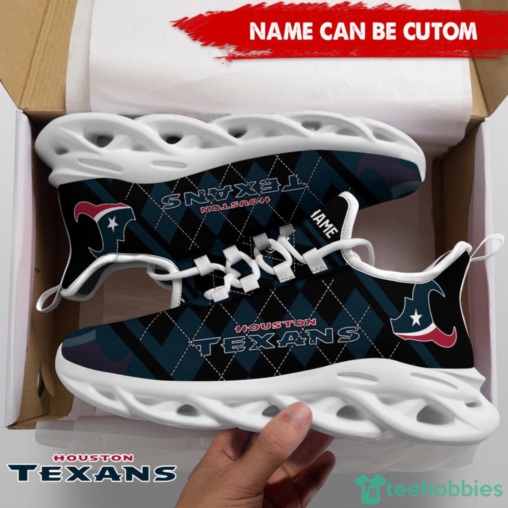 Houston Texans NFL Custom Name Check Plaid Diagonal Pattern Max Soul Shoes Product Photo 4