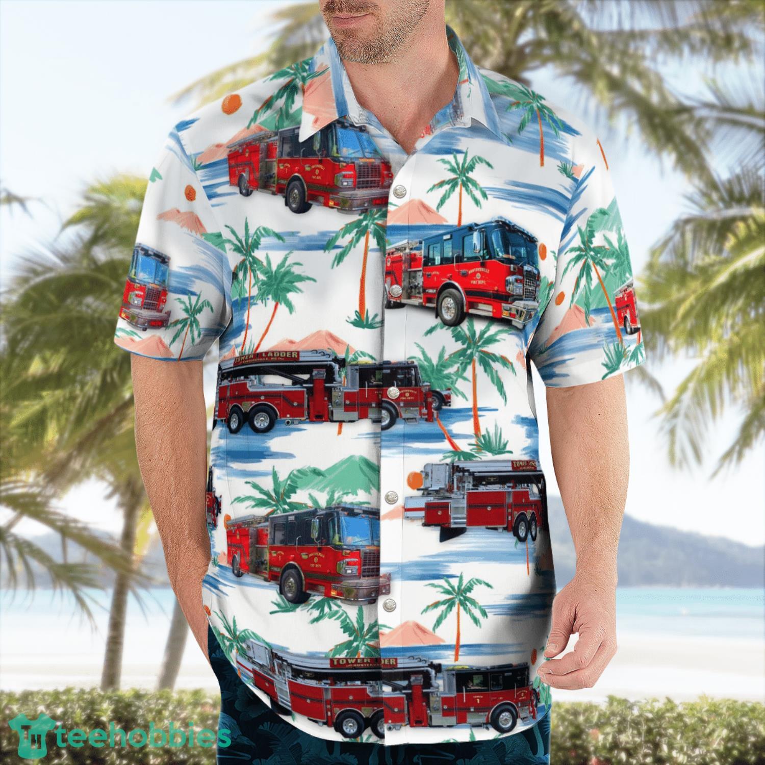 Huntersville Fire Department Beach Lover Aloha Summer Gift Hawaiian Shirt image Huntersville Fire Department Beach Lover Aloha Summer Gift Hawaiian Shirt Product Photo 3