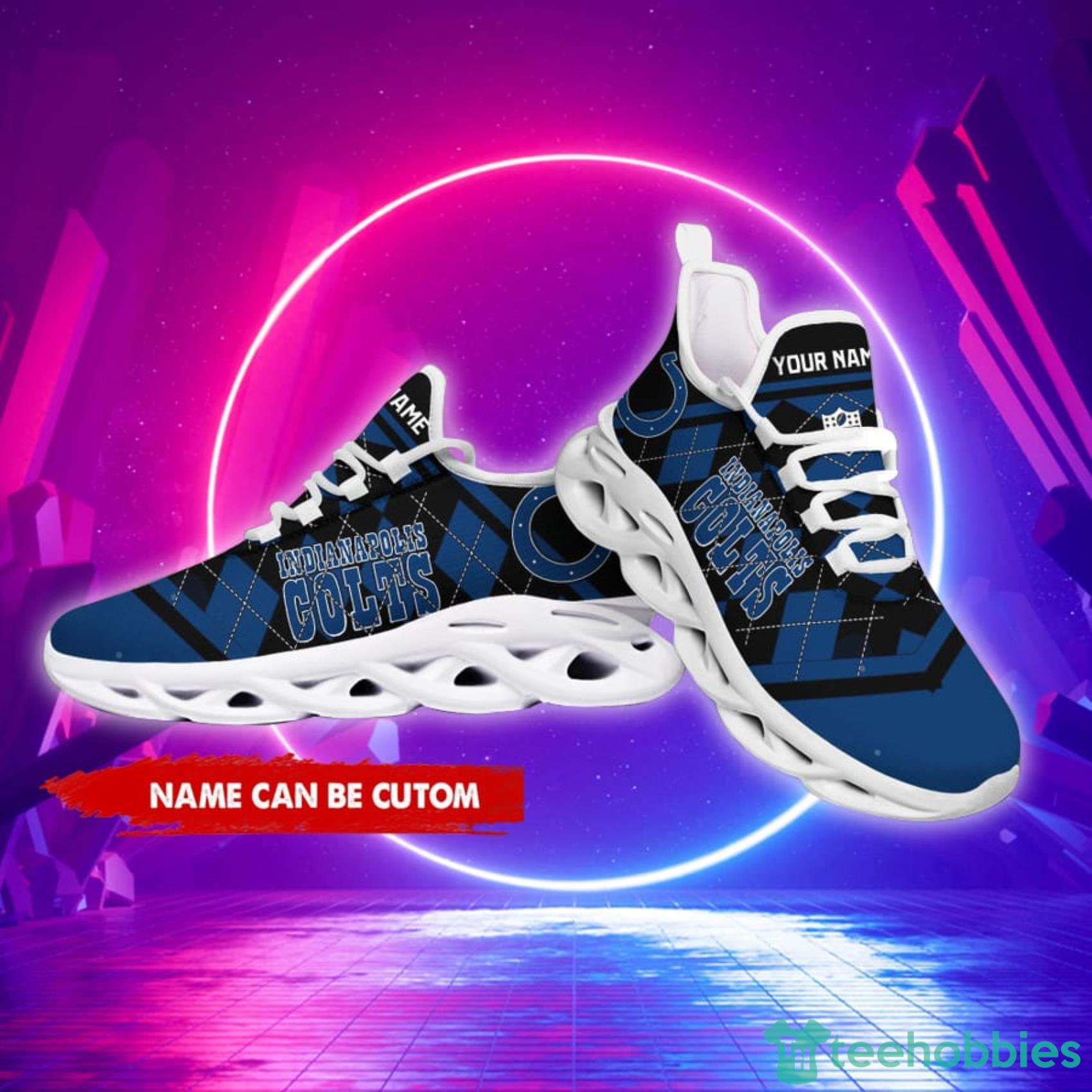 Indianapolis Colts NFL Custom Name Check Plaid Diagonal Pattern Max Soul Shoes Product Photo 3