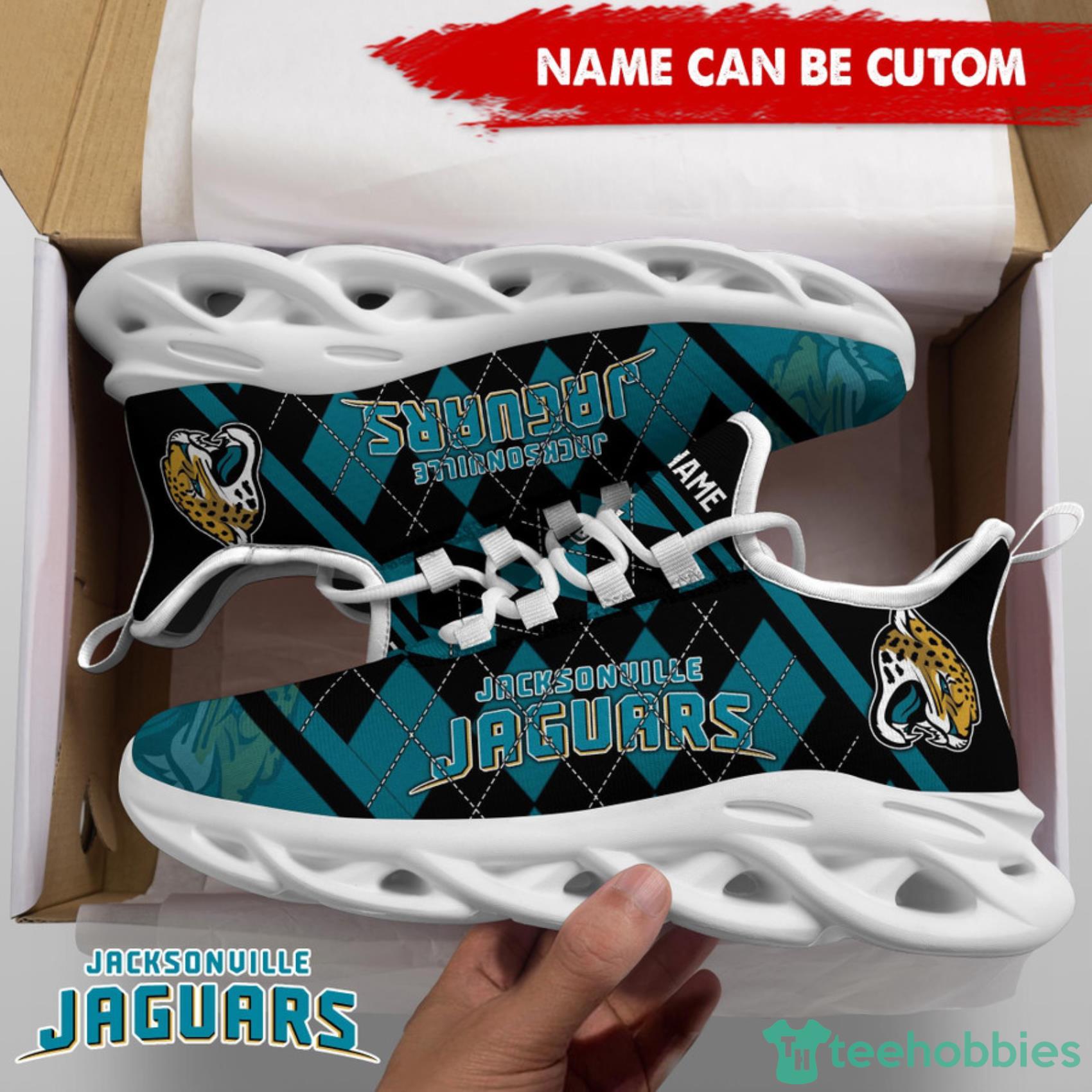 Jacksonville Jaguars NFL Custom Name Check Plaid Diagonal Pattern Max Soul Shoes Product Photo 4
