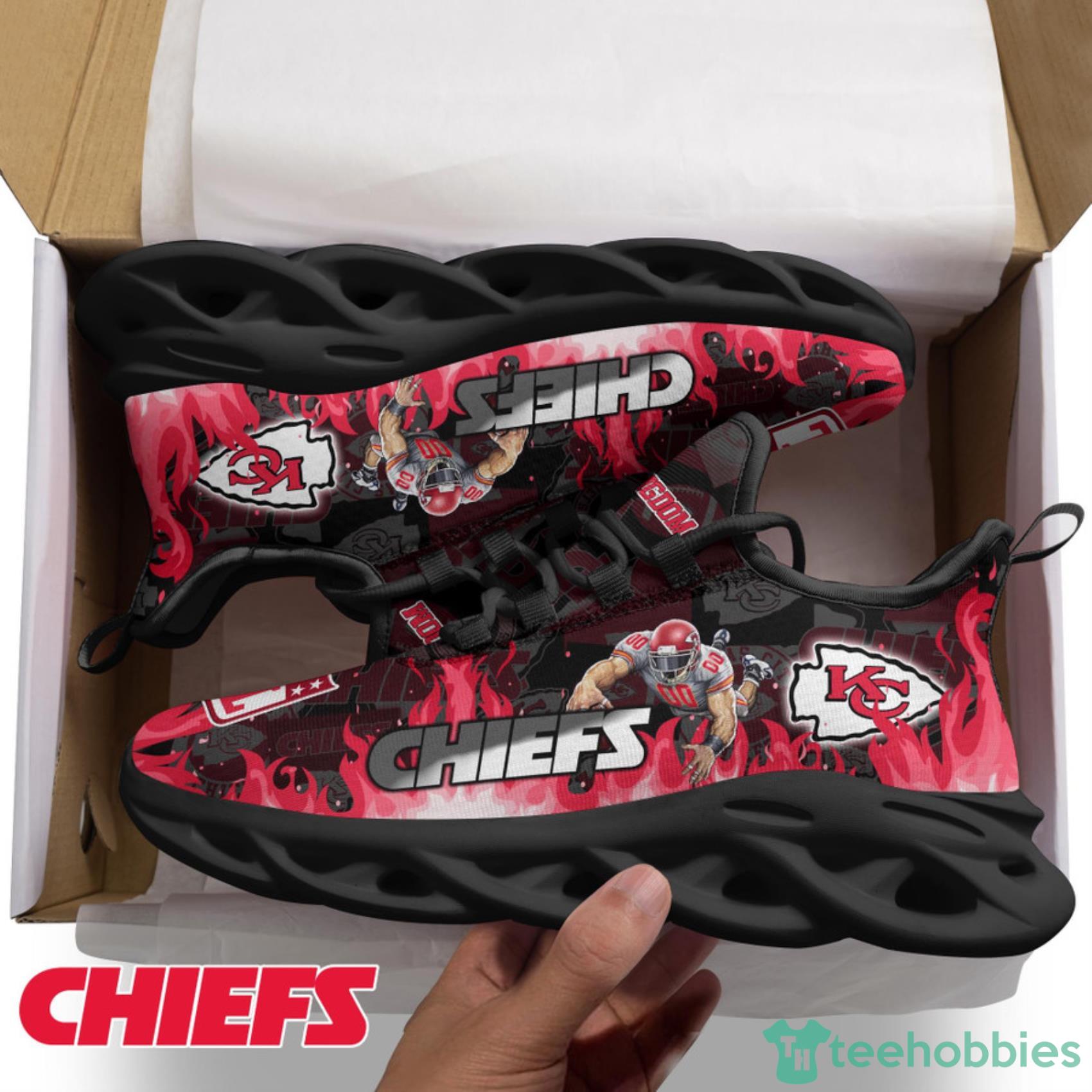 Kansas City Chiefs NFL Fire Flame And Mascot Print Max Soul Shoes For Men Women Product Photo 2