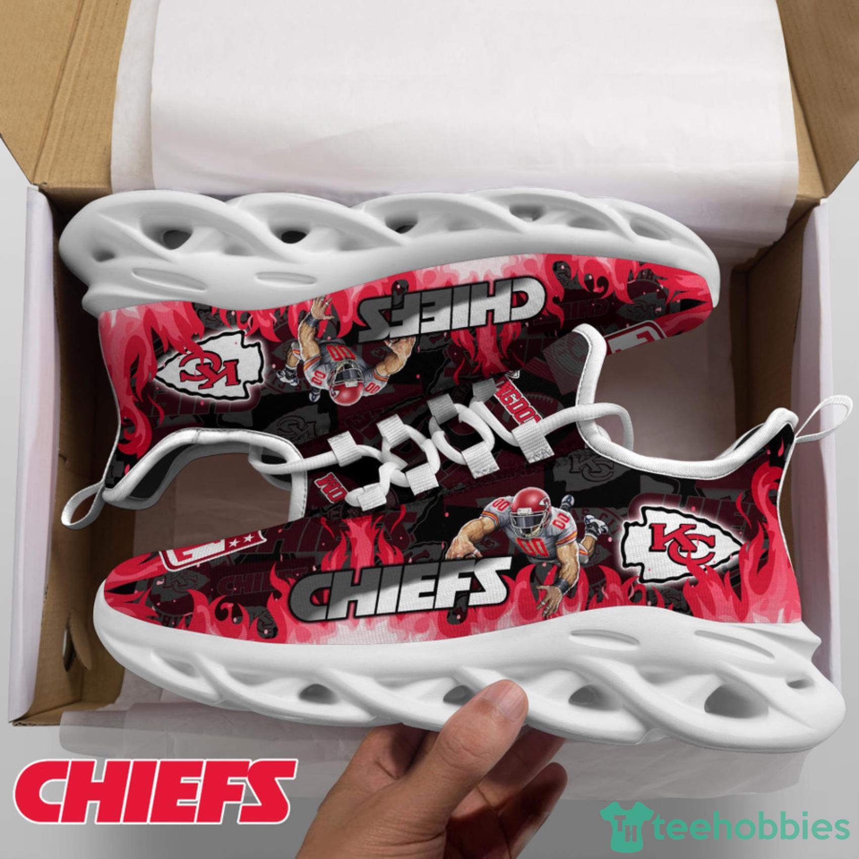 Kansas City Chiefs NFL Fire Flame And Mascot Print Max Soul Shoes For Men Women Product Photo 5