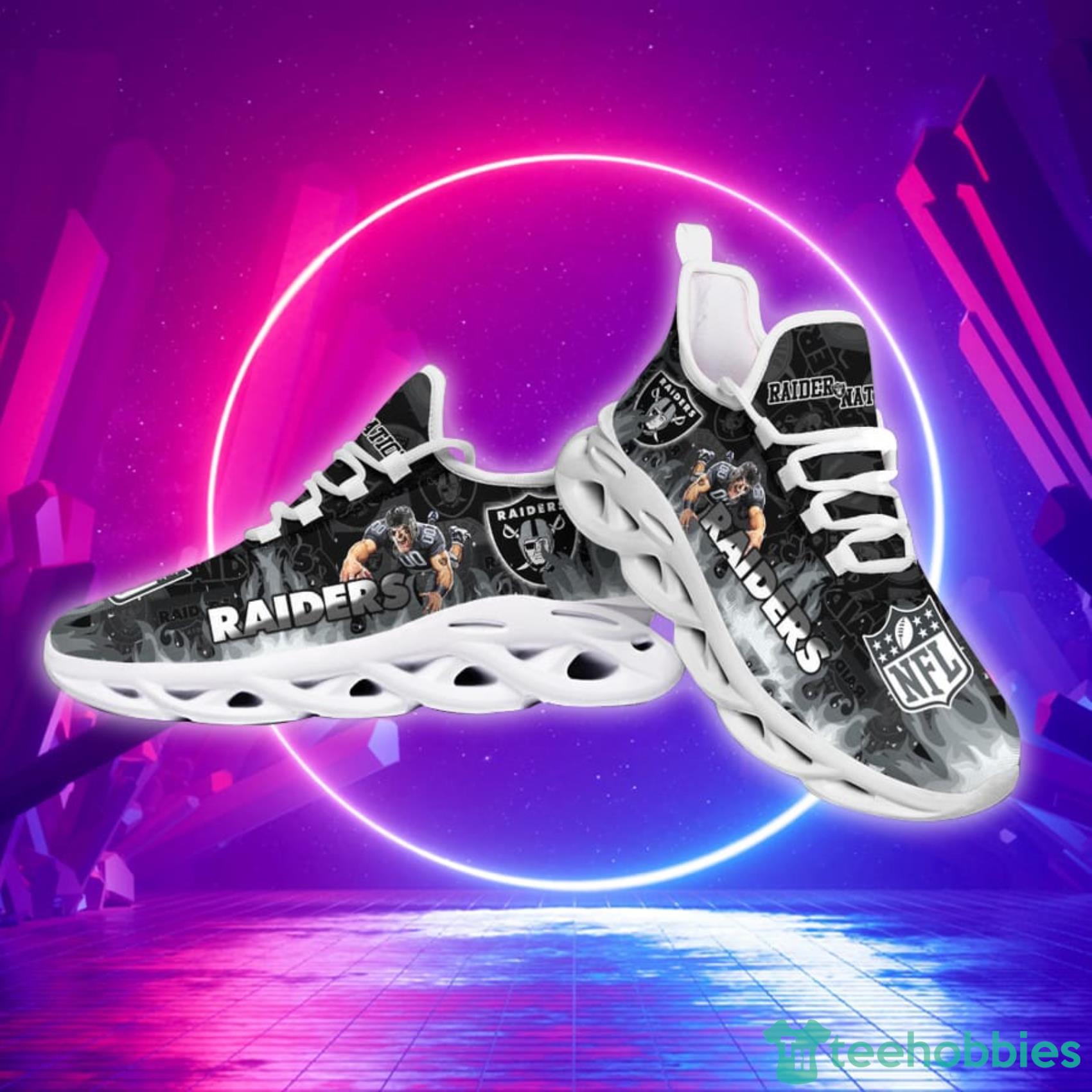 Las Vegas Raiders NFL Fire Flame And Mascot Print Max Soul Shoes For Men Women Product Photo 4