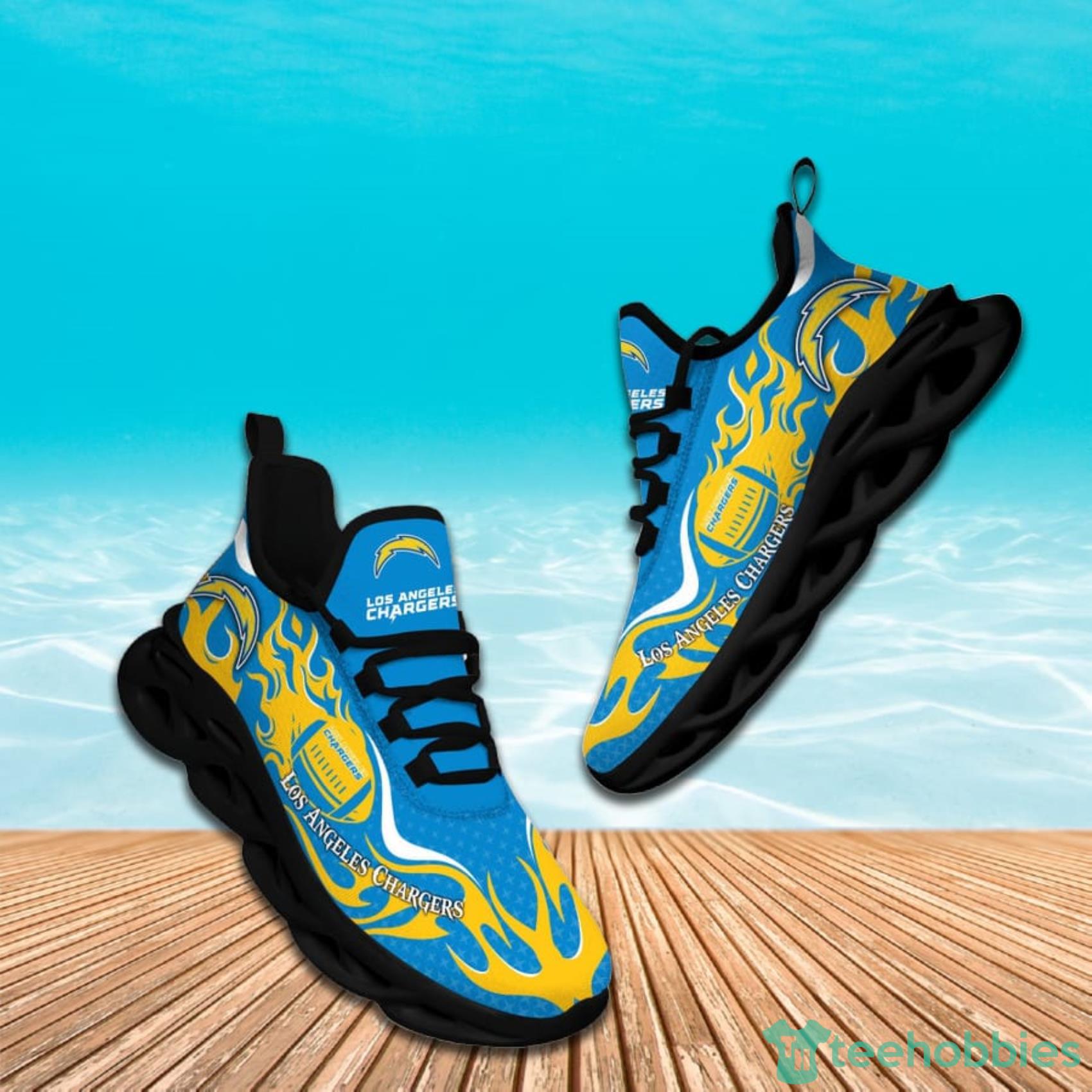 Los Angeles Chargers NFL Fire Ball AOP Print Max Soul Shoes Gift For Fans Product Photo 1