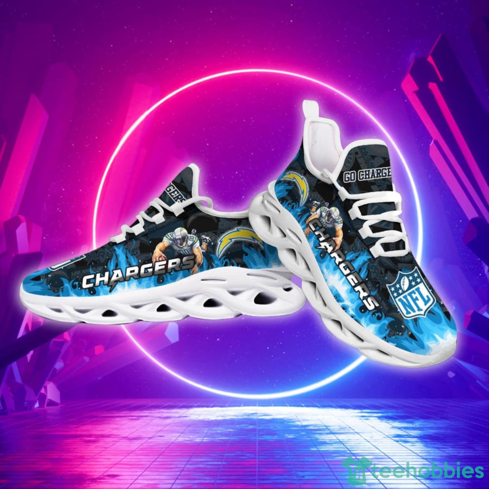 Los Angeles Chargers NFL Fire Flame And Mascot Print Max Soul Shoes For Men Women Product Photo 4