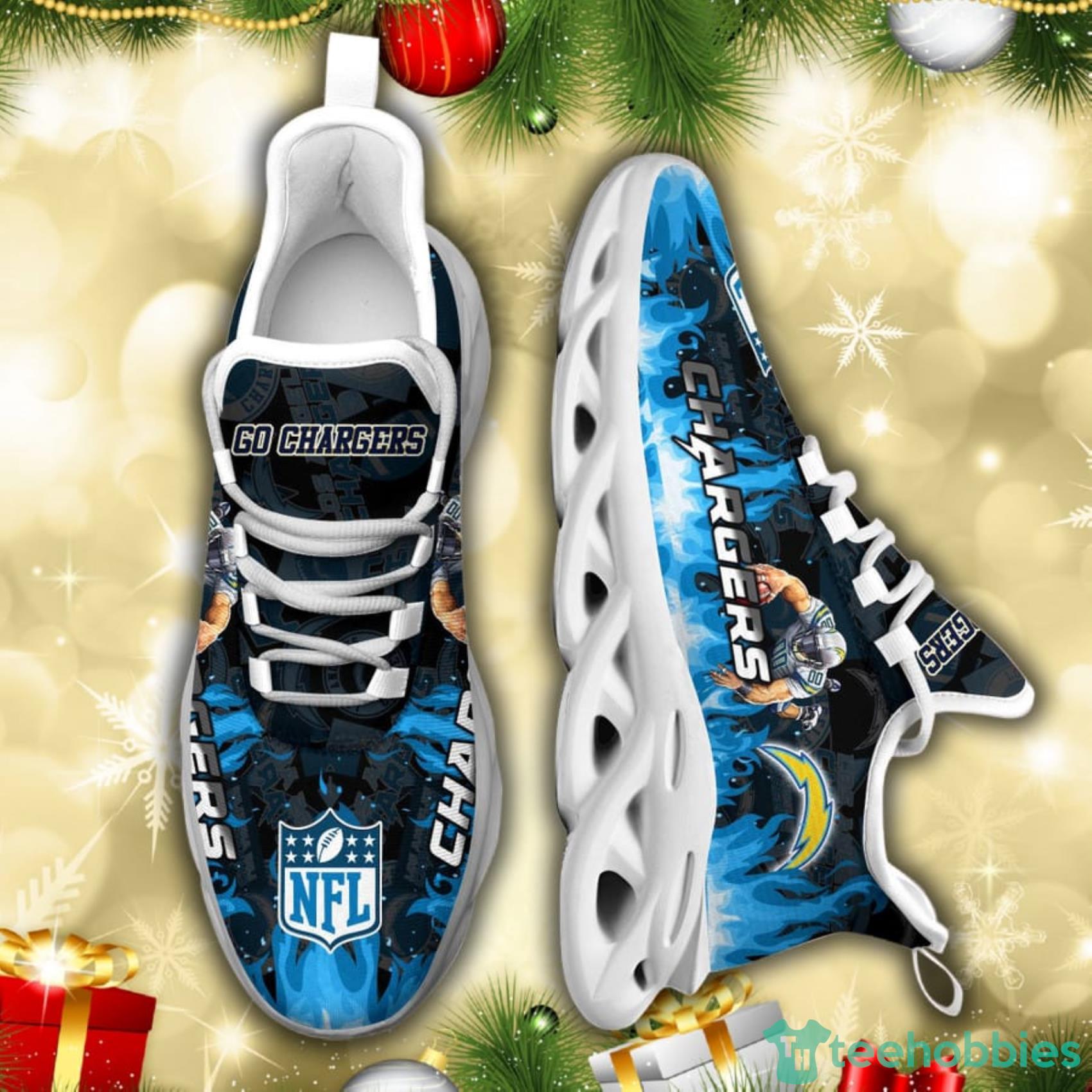Los Angeles Chargers NFL Fire Flame And Mascot Print Max Soul Shoes For Men Women Product Photo 6
