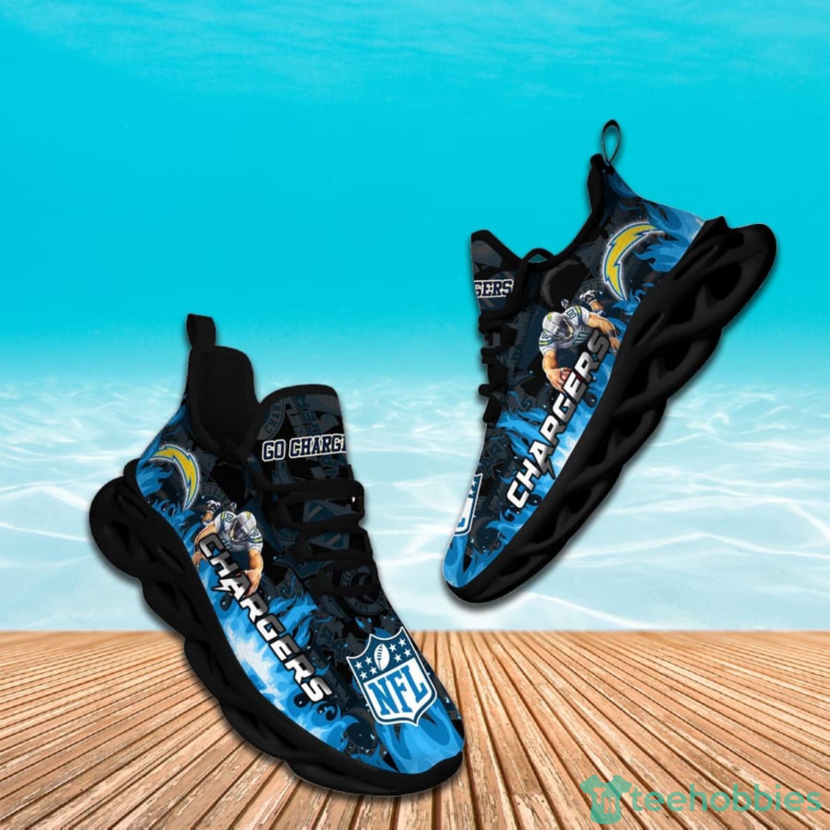 Los Angeles Chargers NFL Fire Flame And Mascot Print Max Soul Shoes For Men Women Product Photo 1