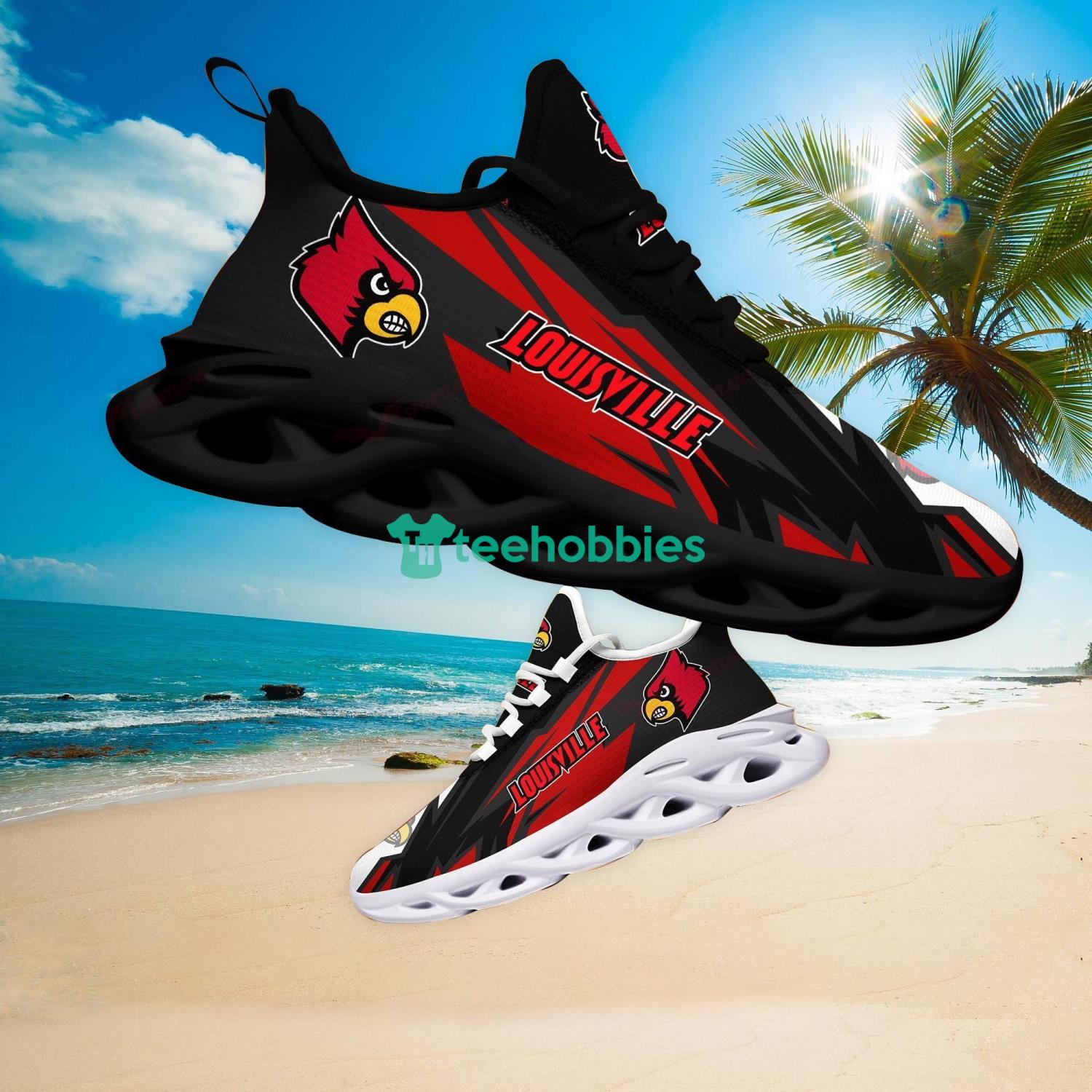 Personalize NCAA Louisville Cardinals Black Red Max Soul Sneakers