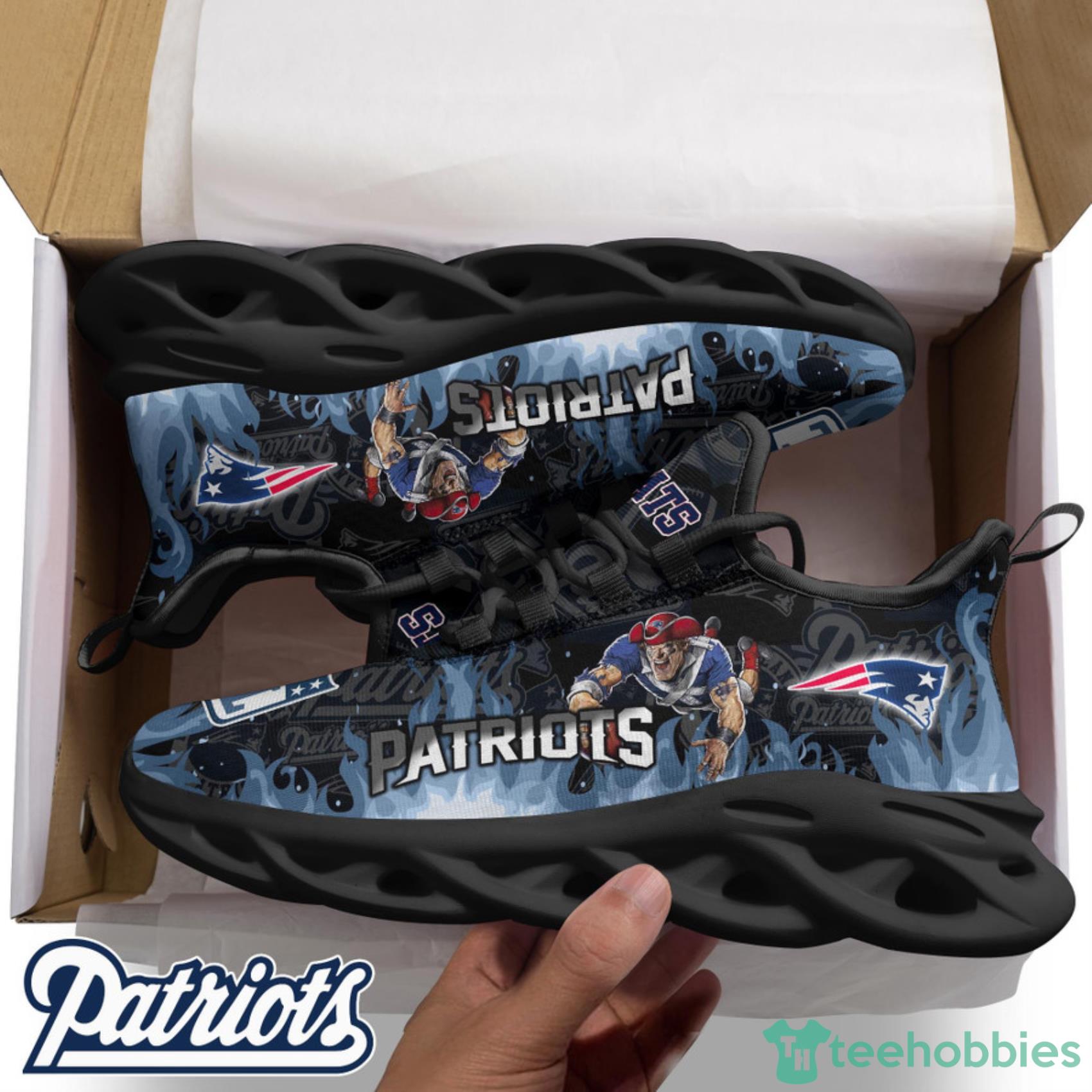 New England Patriots NFL Fire Flame And Mascot Print Max Soul Shoes For Men Women Product Photo 2