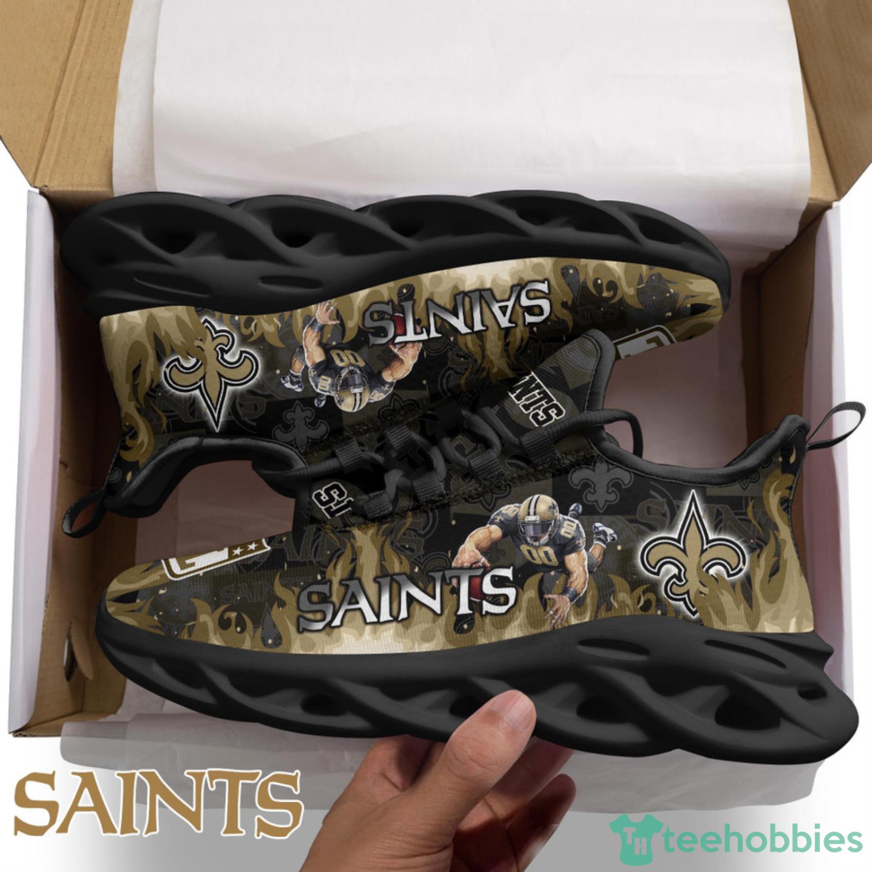 New Orleans Saints NFL Fire Flame And Mascot Print Max Soul Shoes For Men Women Product Photo 2