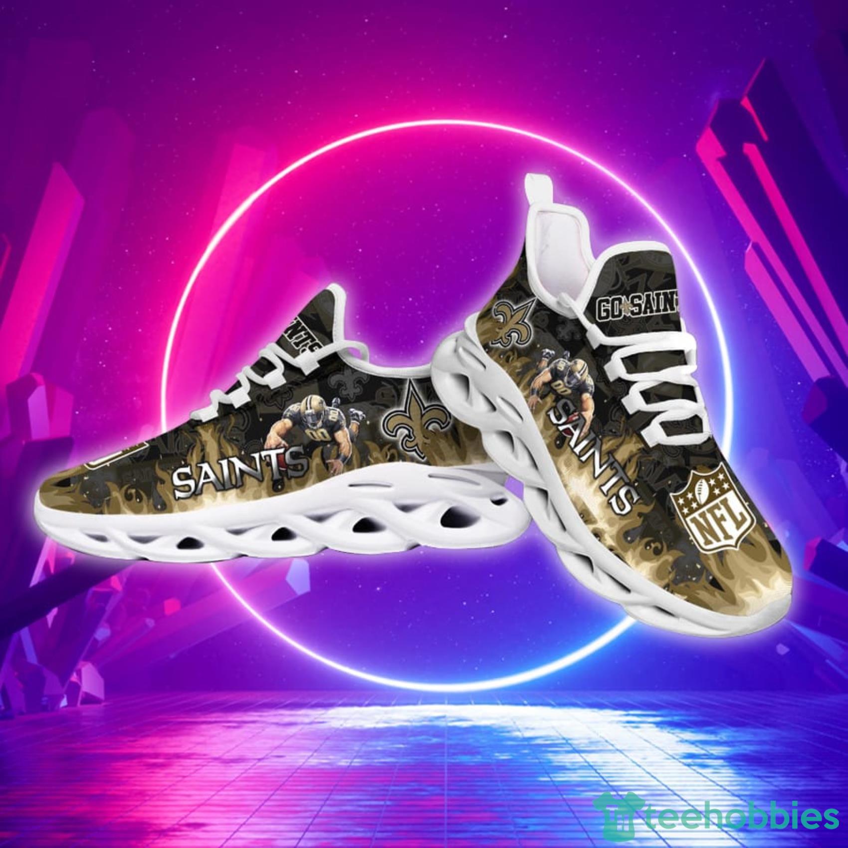 New Orleans Saints NFL Fire Flame And Mascot Print Max Soul Shoes For Men Women Product Photo 4