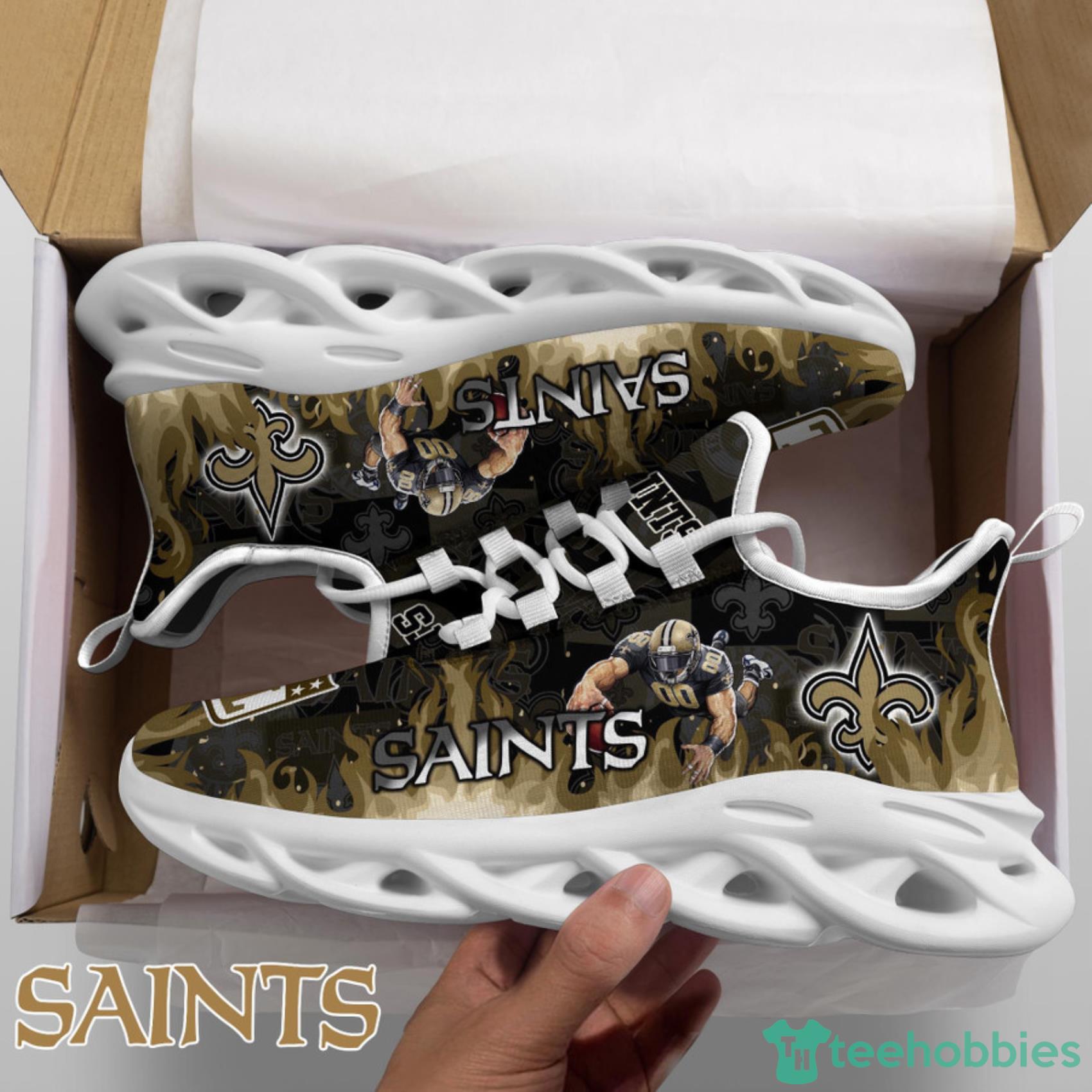 New Orleans Saints NFL Fire Flame And Mascot Print Max Soul Shoes For Men Women Product Photo 5