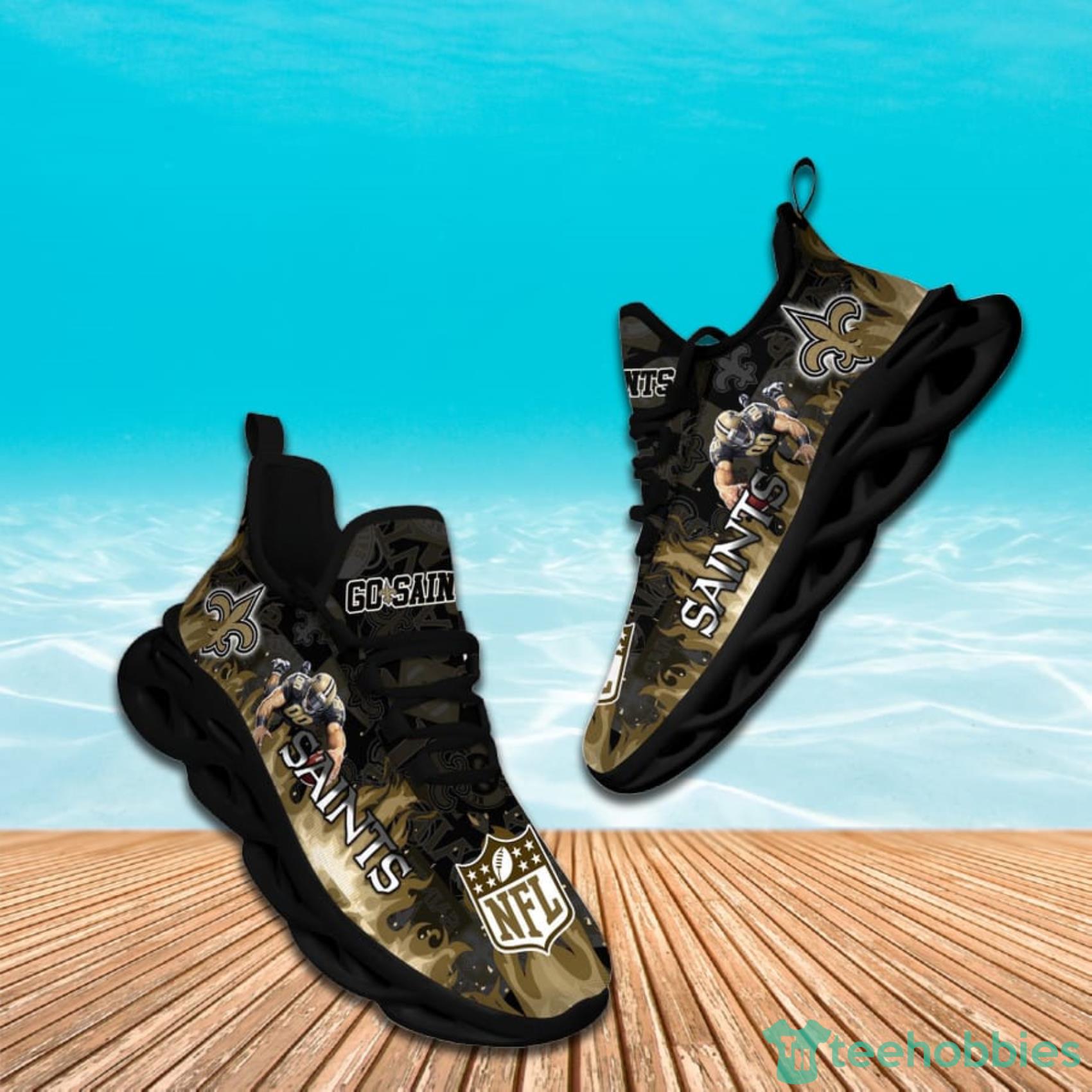 New Orleans Saints NFL Fire Flame And Mascot Print Max Soul Shoes For Men Women Product Photo 1