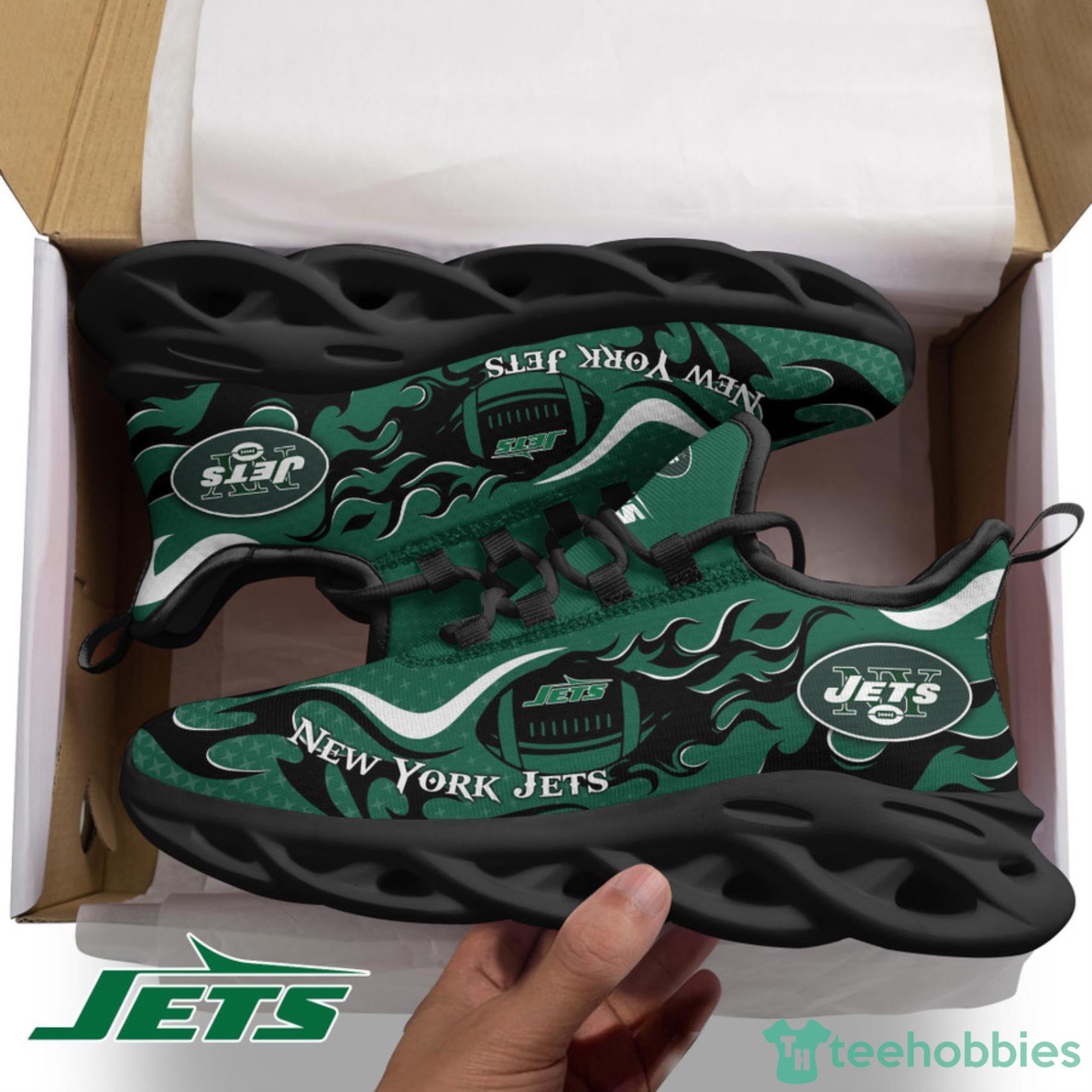 New York Jets NFL Fire Ball AOP Print Max Soul Shoes Gift For Fans Product Photo 2