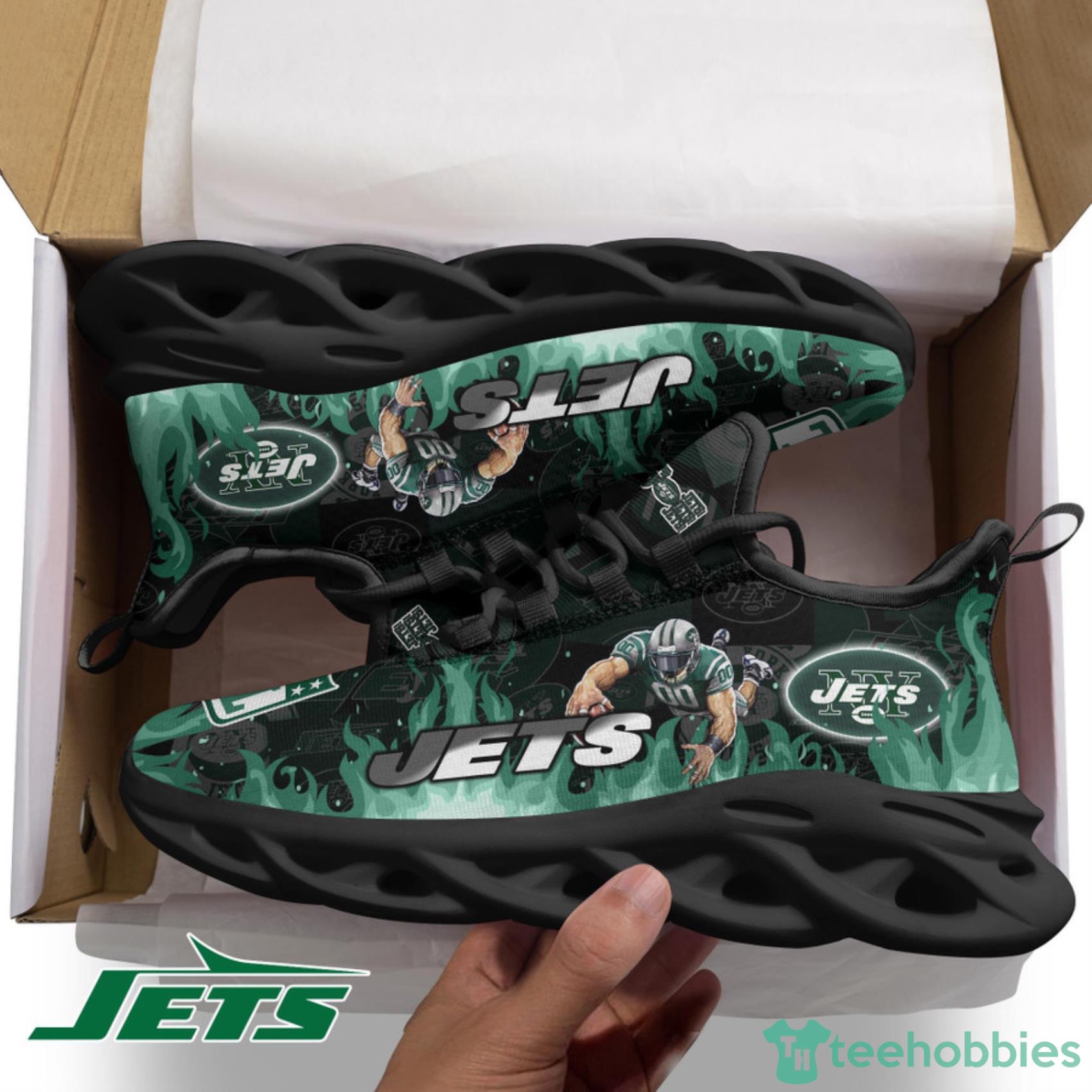 New York Jets NFL Fire Flame And Mascot Print Max Soul Shoes For Men Women Product Photo 2