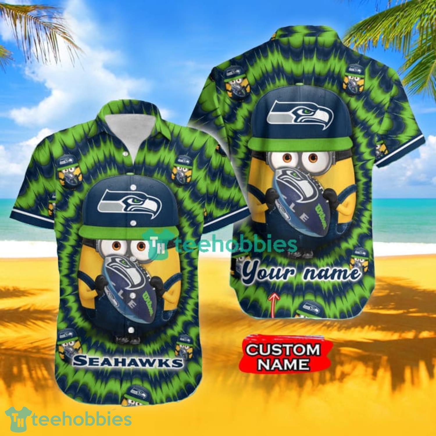 Seattle seahawks Custom Name NFL Hawaiian Shirt And Shorts Gift