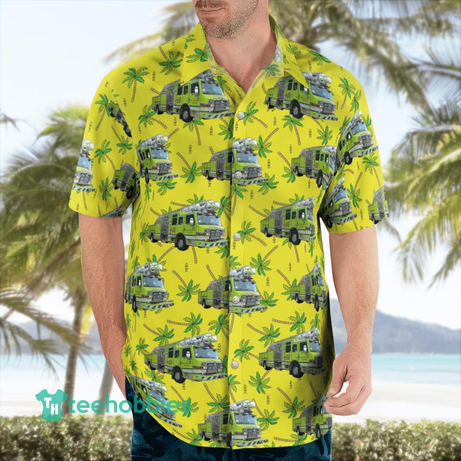 Palm Beach Gardens Fire Rescue Florida Ladder Short Sleeve Aloha Summer Gift Hawaiian Shirt image Palm Beach Gardens Fire Rescue Florida Ladder Short Sleeve Aloha Summer Gift Hawaiian Shirt Product Photo 3