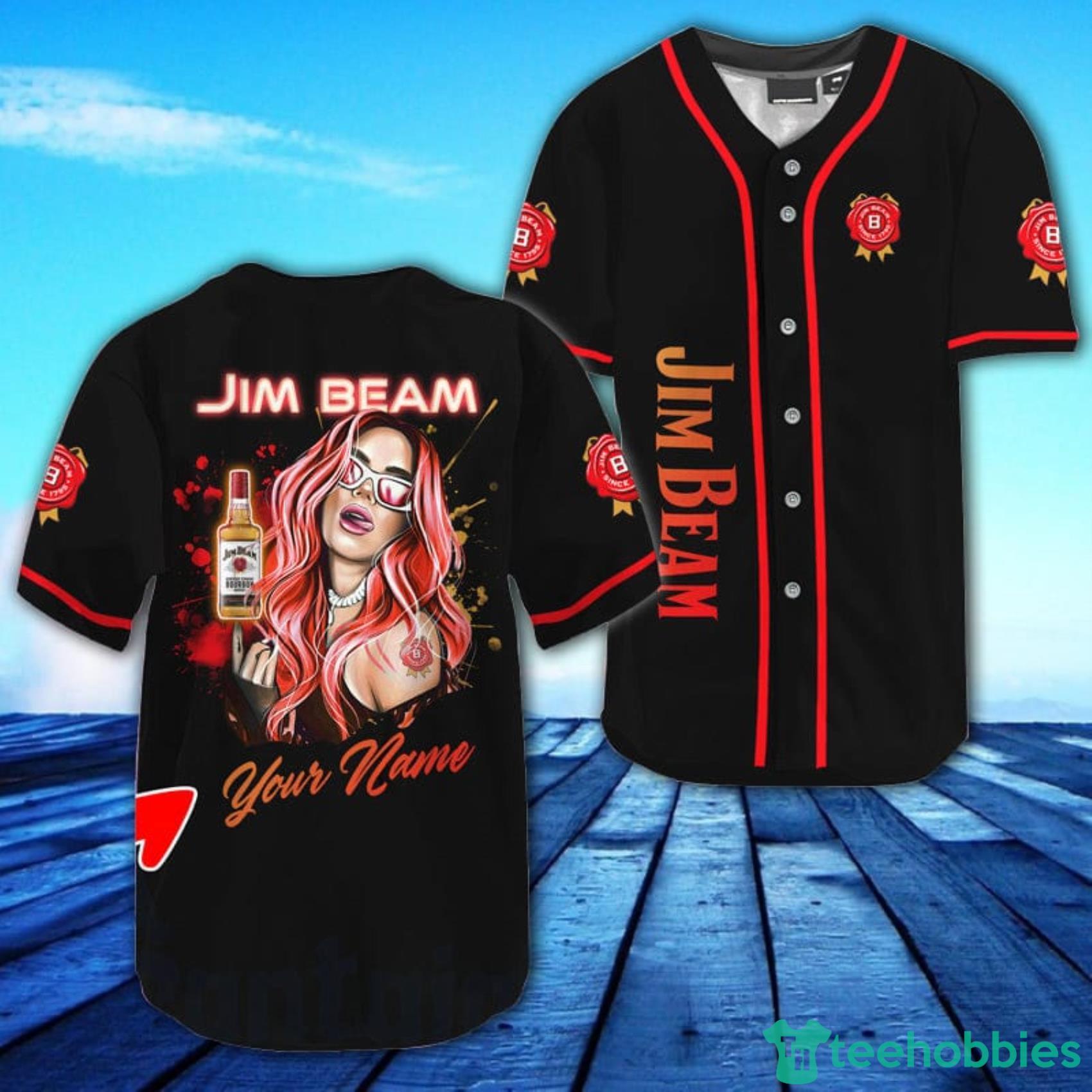 Personalized The Girl Get Drunk With Jim Beam Whisky AOP Full Print Baseball Jersey Shirt For Men And Women Product Photo 1 Personalized The Girl Get Drunk With Jim Beam Whisky AOP Full Print Baseball Jersey Shirt For Men And Women Product Photo 1