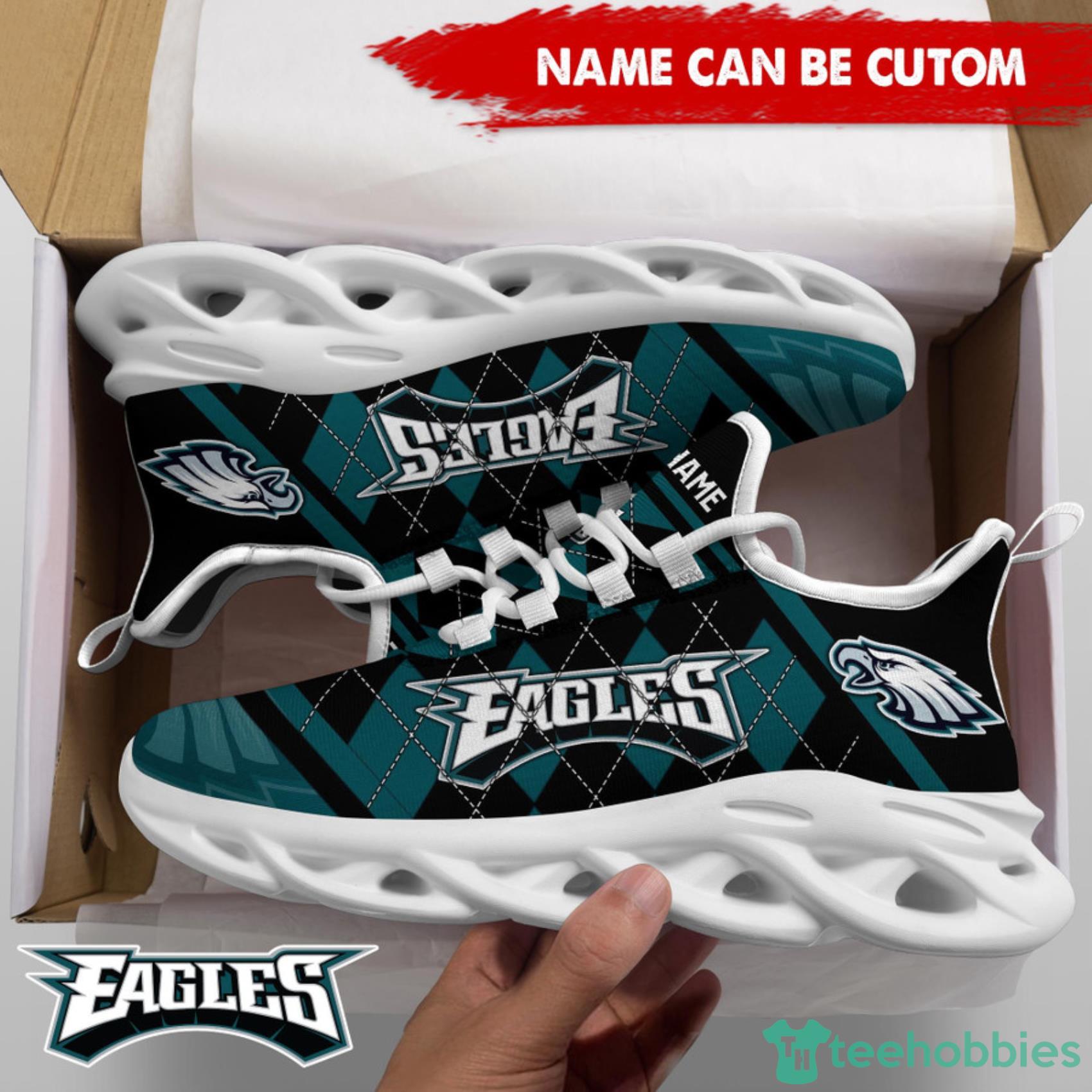 Philadelphia Eagles NFL Custom Name Check Plaid Diagonal Pattern Max Soul Shoes Product Photo 4