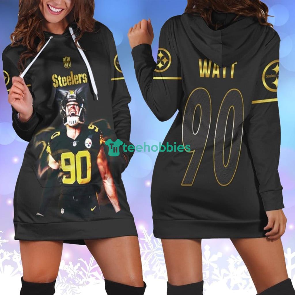 Pittsburgh Steelers T.J. Watt 90 Nfl Black Golden Edition 3D Designed  Allover Gift For Steelers For Women