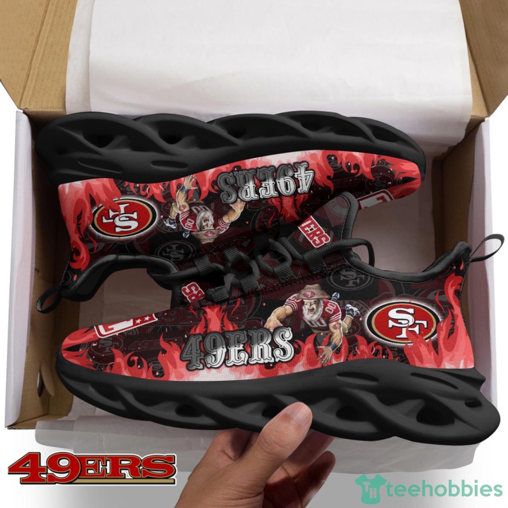 San Francisco 49ers NFL Fire Flame And Mascot Print Max Soul Shoes For Men Women Product Photo 2