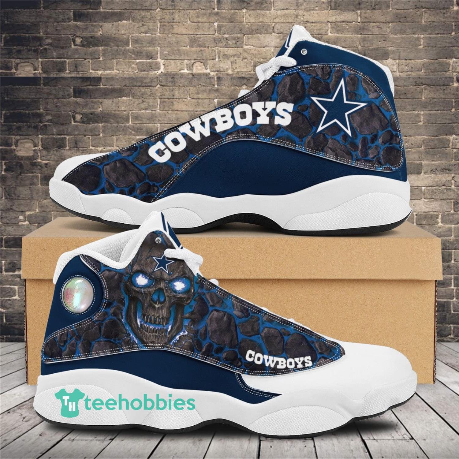 Skull NFL Dallas Cowboys Sport Team Basketball Sneakers Air Jordan 13 Shoes For Fans Product Photo 1