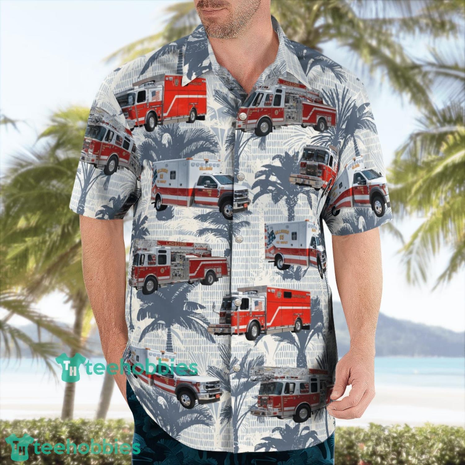 Sussex County Delaware Millsboro Fire Company Aloha Summer Beach Short Sleeve Hawaiian Shirt image Sussex County Delaware Millsboro Fire Company Aloha Summer Beach Short Sleeve Hawaiian Shirt Product Photo 3