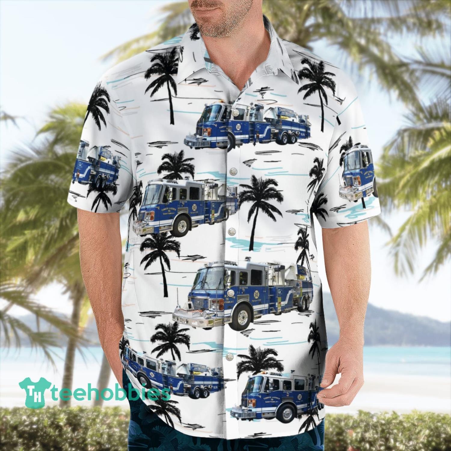Tarrytown Fire Department Summer Beach Aloha Hawaiian Shirt image Tarrytown Fire Department Summer Beach Aloha Hawaiian Shirt Product Photo 3