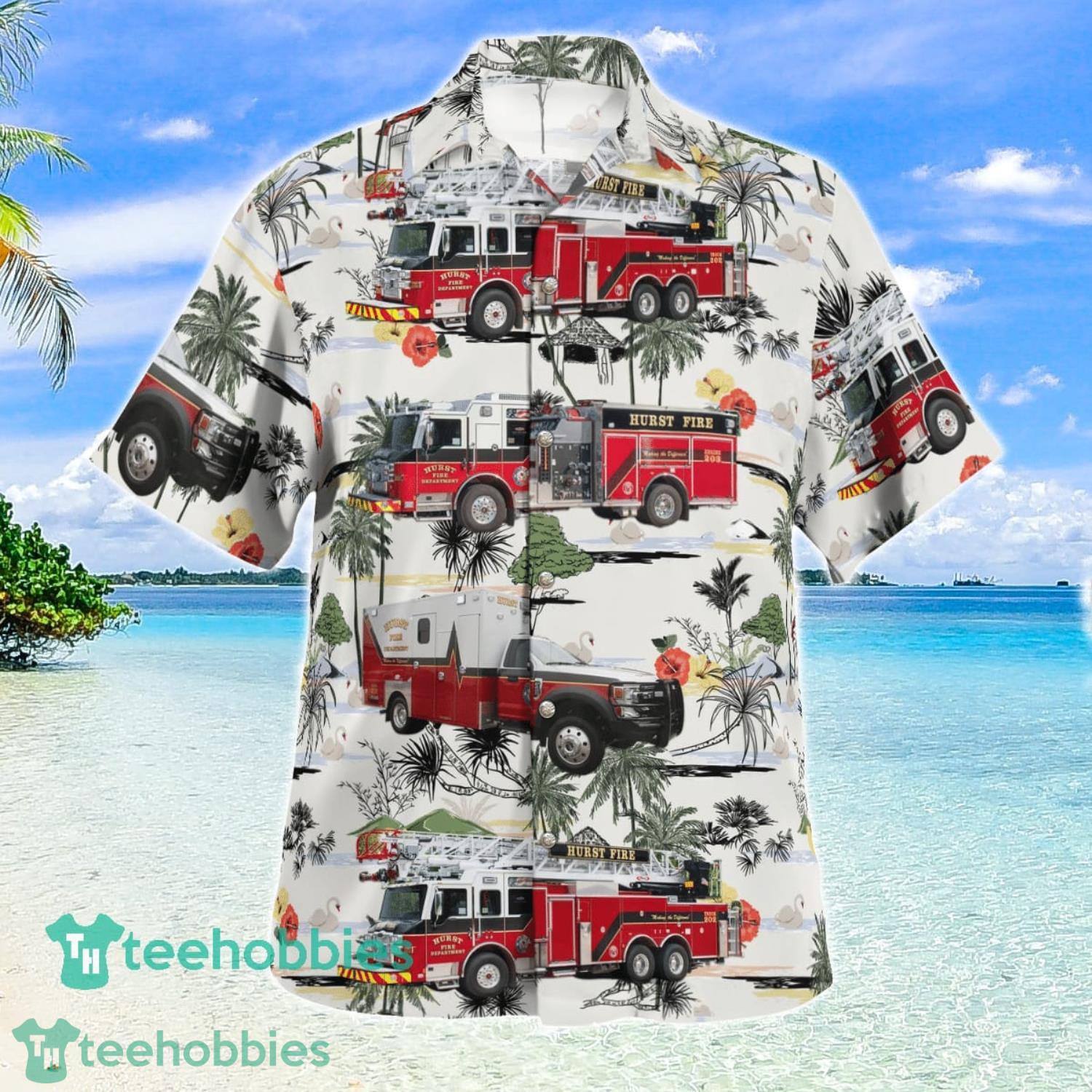 Texas Hurst Fire Department Summer Beach Aloha Hawaiian Shirt