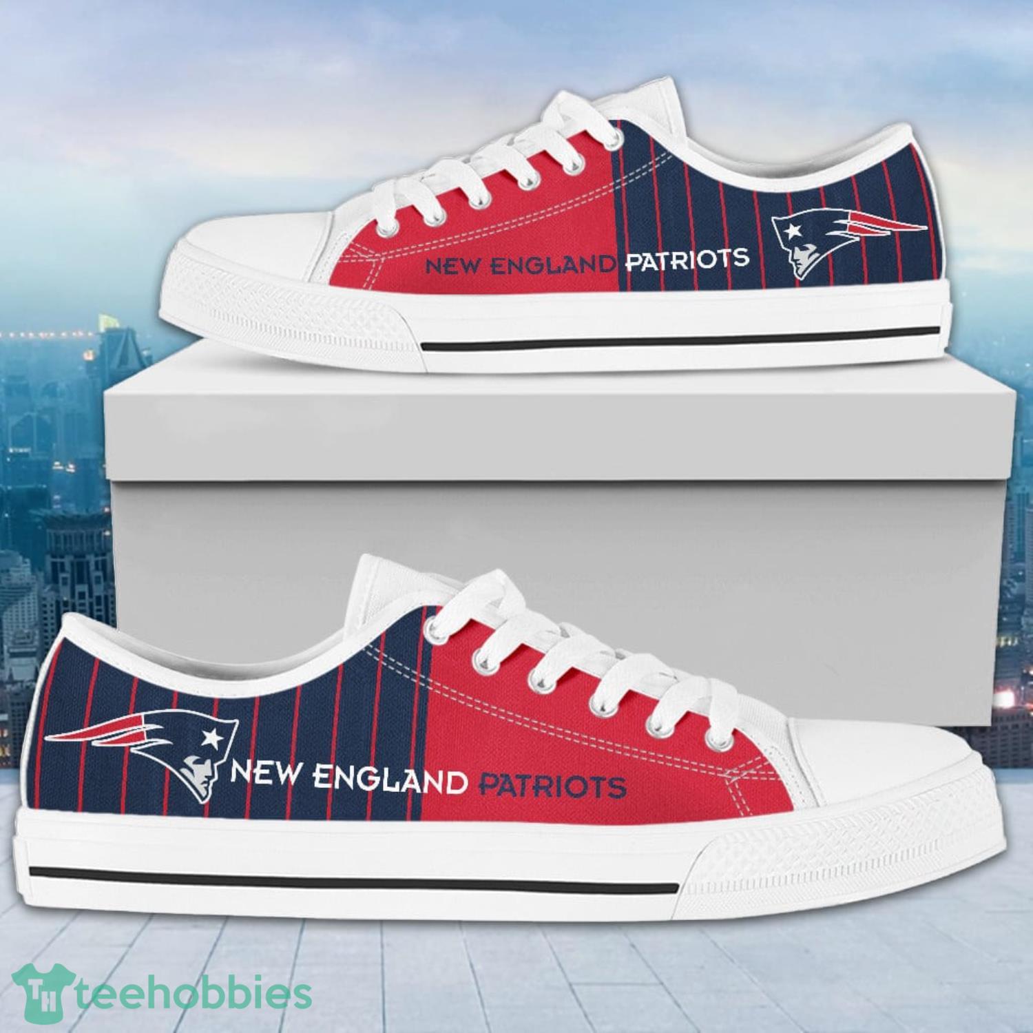 Vertical Stripes New England Patriots AOP Print Low Top Shoes For Men And Women image Vertical Stripes New England Patriots AOP Print Low Top Shoes For Men And Women Product Photo 2