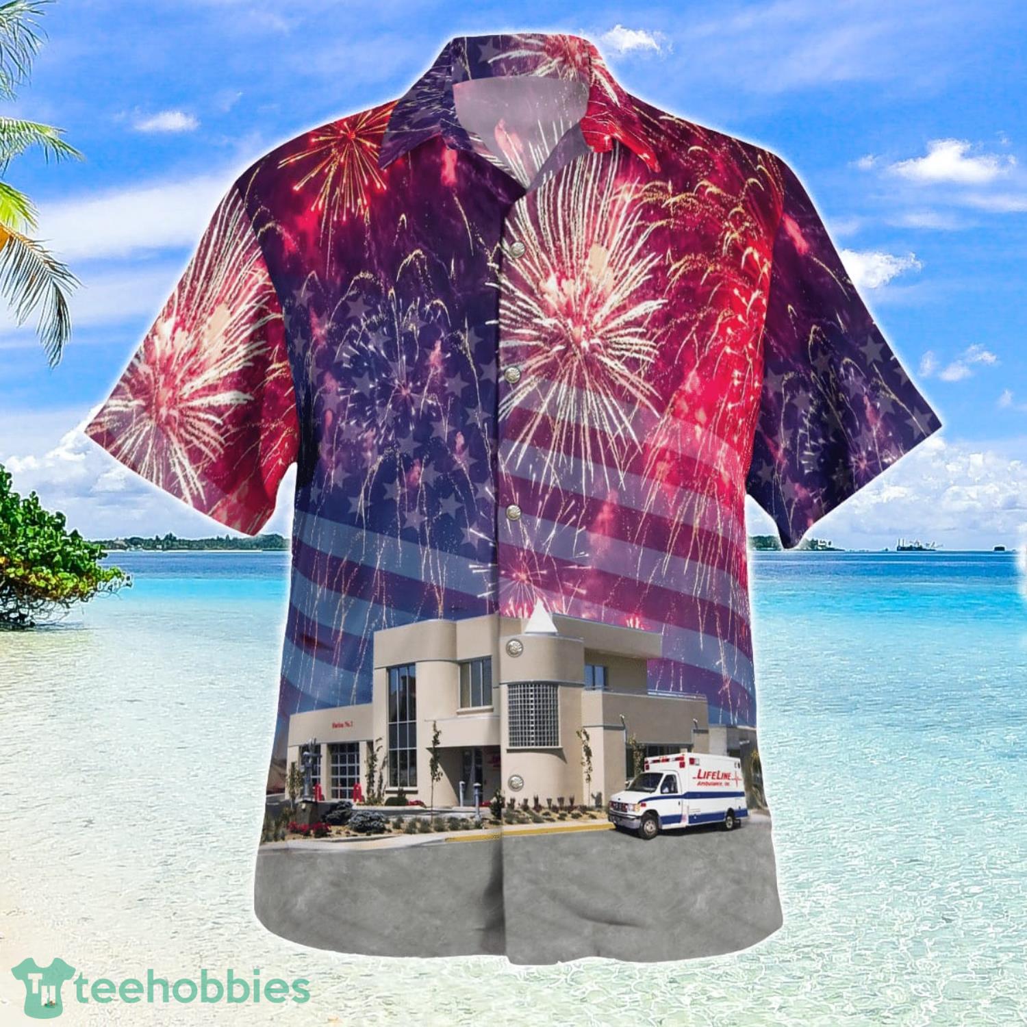 Wenatchee Washington LifeLine Ambulance 4th Of July Aloha Hawaiian Shirt Gift For Summer Vacation image Wenatchee Washington LifeLine Ambulance 4th Of July Aloha Hawaiian Shirt Gift For Summer Vacation Product Photo 2