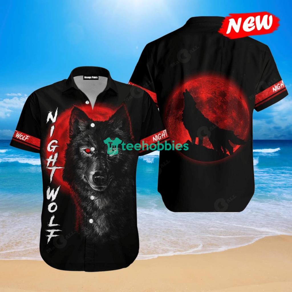 Wolf In Blood Moon Black Red For Summer Hawaiian Shirt - Wolf In Blood Moon Black Red For Summer Hawaiian Shirt