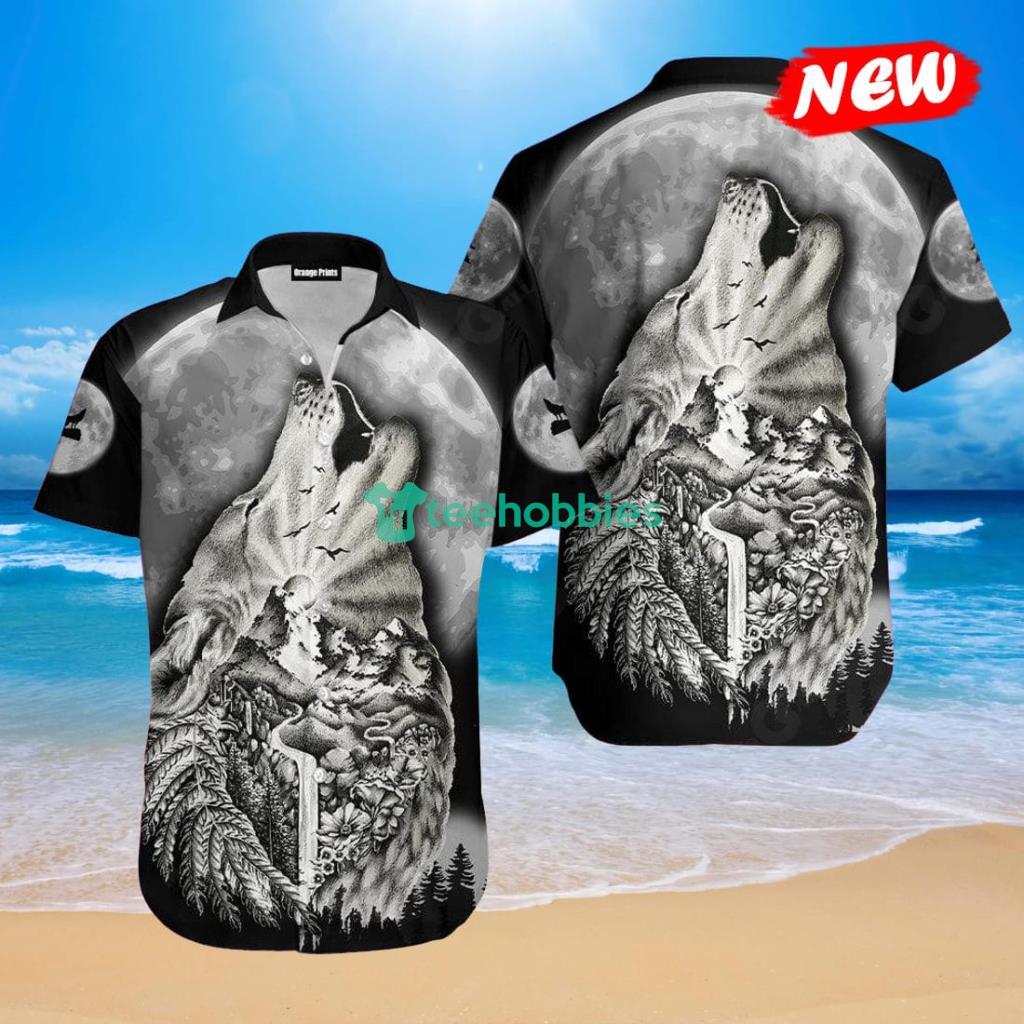 Wolf Spirit Tattoo Grey Design For Summer Hawaiian Shirt - Wolf Spirit Tattoo Grey Design For Summer Hawaiian Shirt
