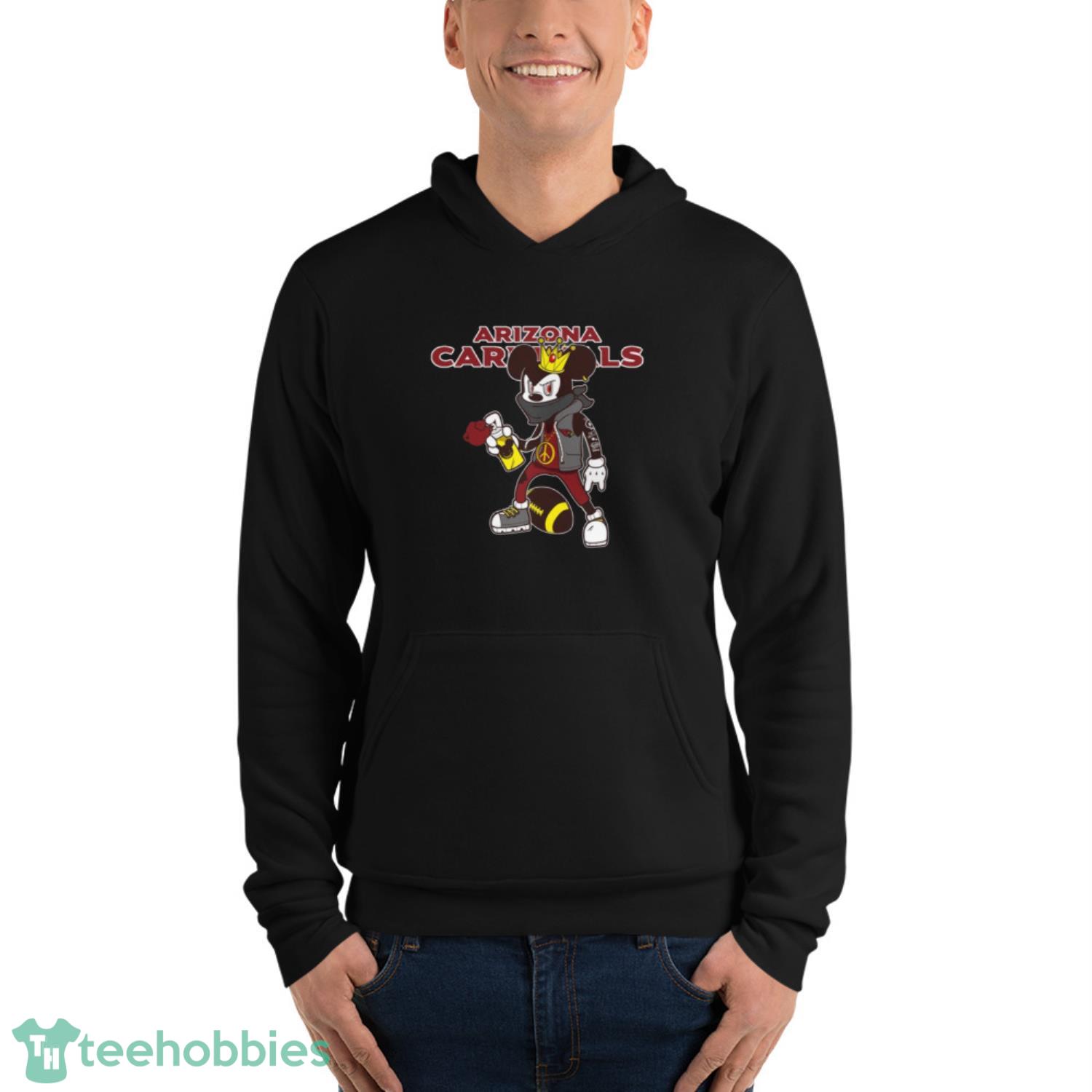 Arizona Cardinals NFL Football Mickey Peace Sign Sports T Shirt image Arizona Cardinals NFL Football Mickey Peace Sign Sports T Shirt - Unisex Fleece Pullover Hoodie