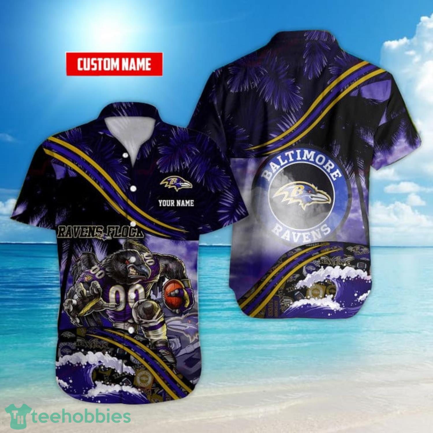 Baltimore Ravens NFL Hawaiian shirt Custom Name Summer Gift - Limotees