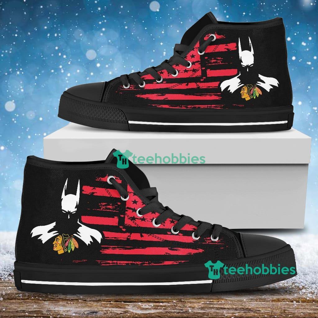 Batman Style Big Chicago Blackhawks High Top Shoes For Men And Women Product Photo 1 Batman Style Big Chicago Blackhawks High Top Shoes For Men And Women Product Photo 1