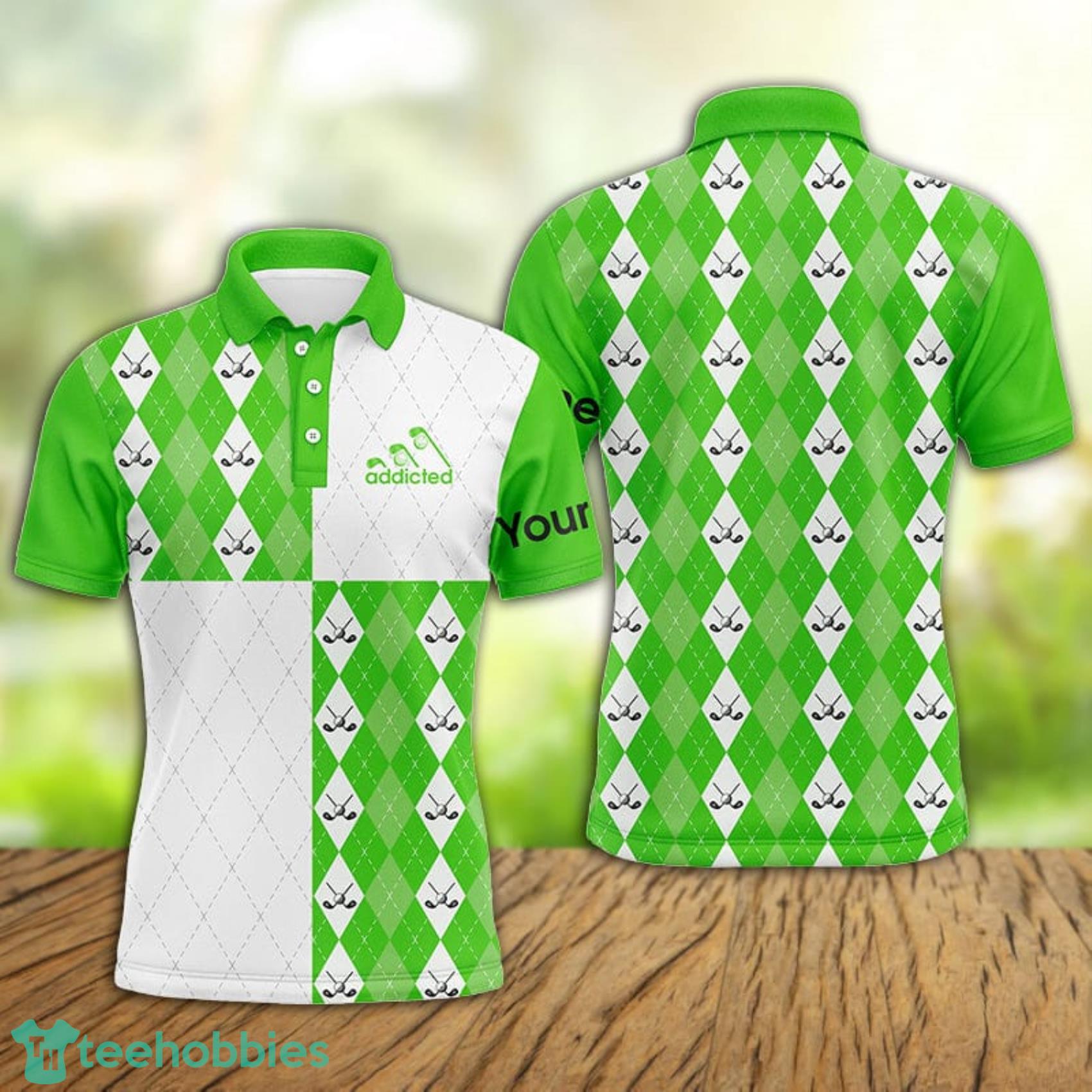 Custom Green And White Golf Ball Clubs Argyle Plaid Pattern Polo Shirt For Men And Women Product Photo 1 Custom Green And White Golf Ball Clubs Argyle Plaid Pattern Polo Shirt For Men And Women Product Photo 1