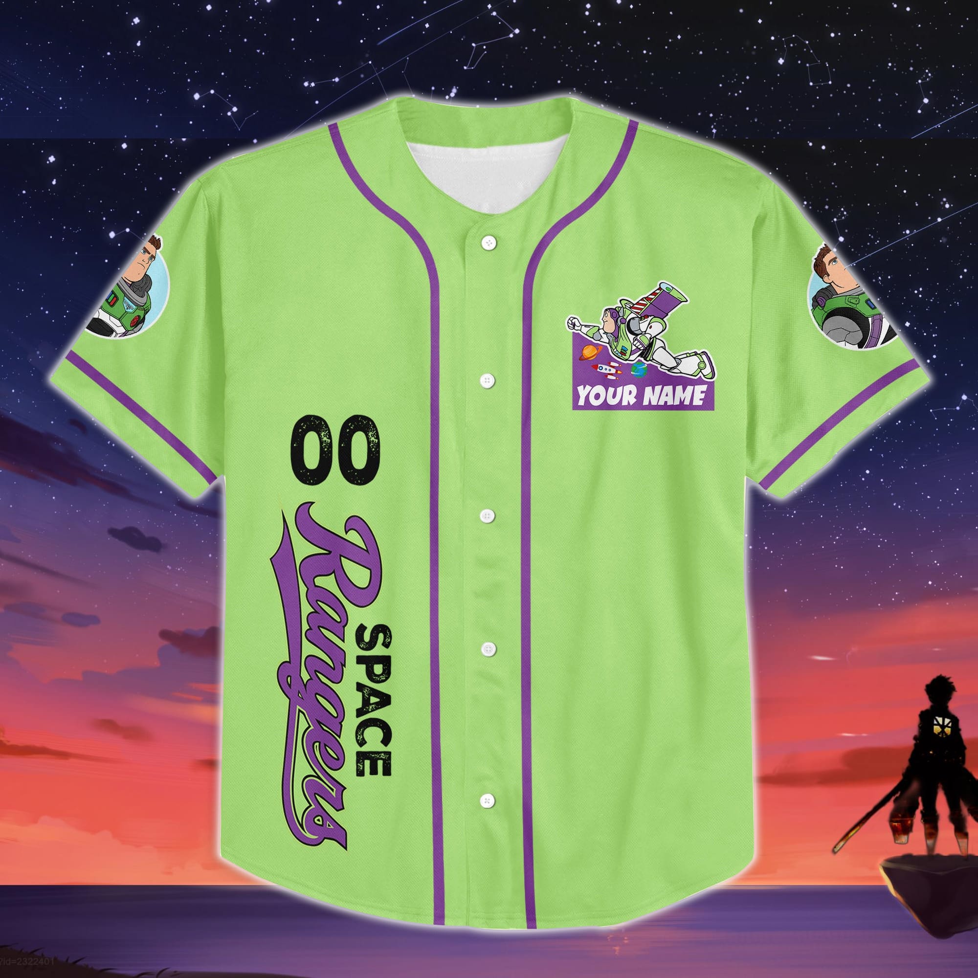 Custom Name And Number For Disney Fans Buzz Lightyear Baseball Jersey Shirt image Custom Name And Number For Disney Fans Buzz Lightyear Baseball Jersey Shirt Product Photo 2