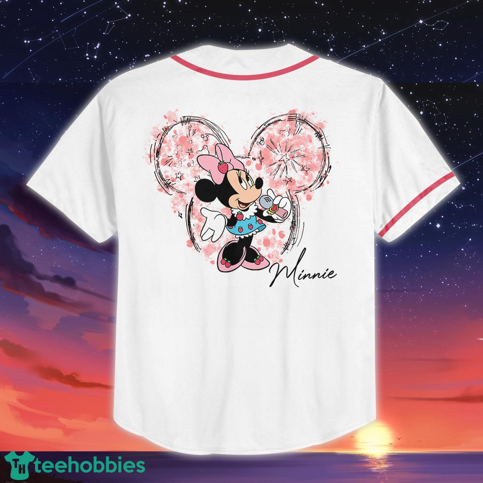 Minnie Mouse White Pink Disney 3D Custom Name And Number Baseball